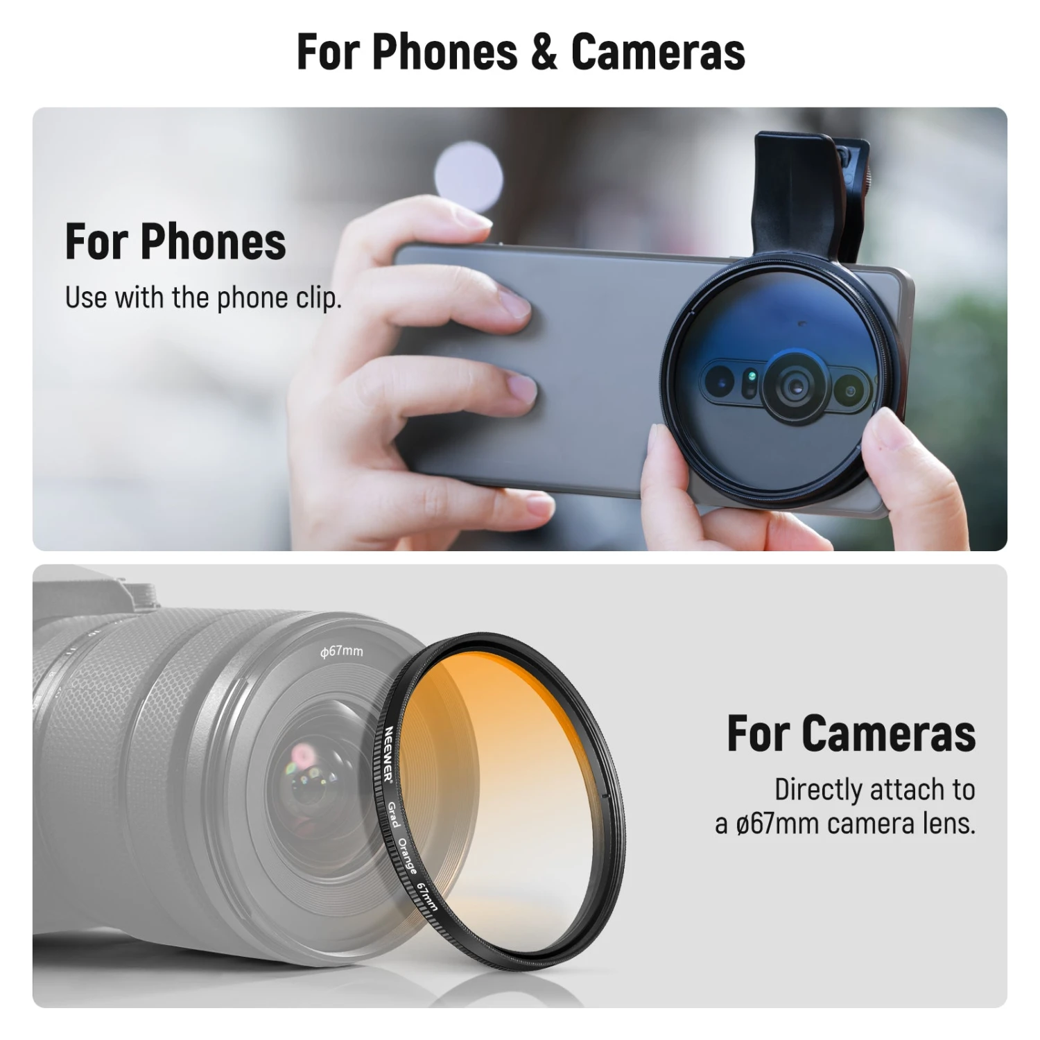 NEEWER FL-P11/FL-P12 7 Pack Clip-On 67mm Filter Set For Smartphones 16 NEEWER FL-P11/FL-P12 7 Pack Clip-On 67mm Filter Set For Smartphones - Image 16
