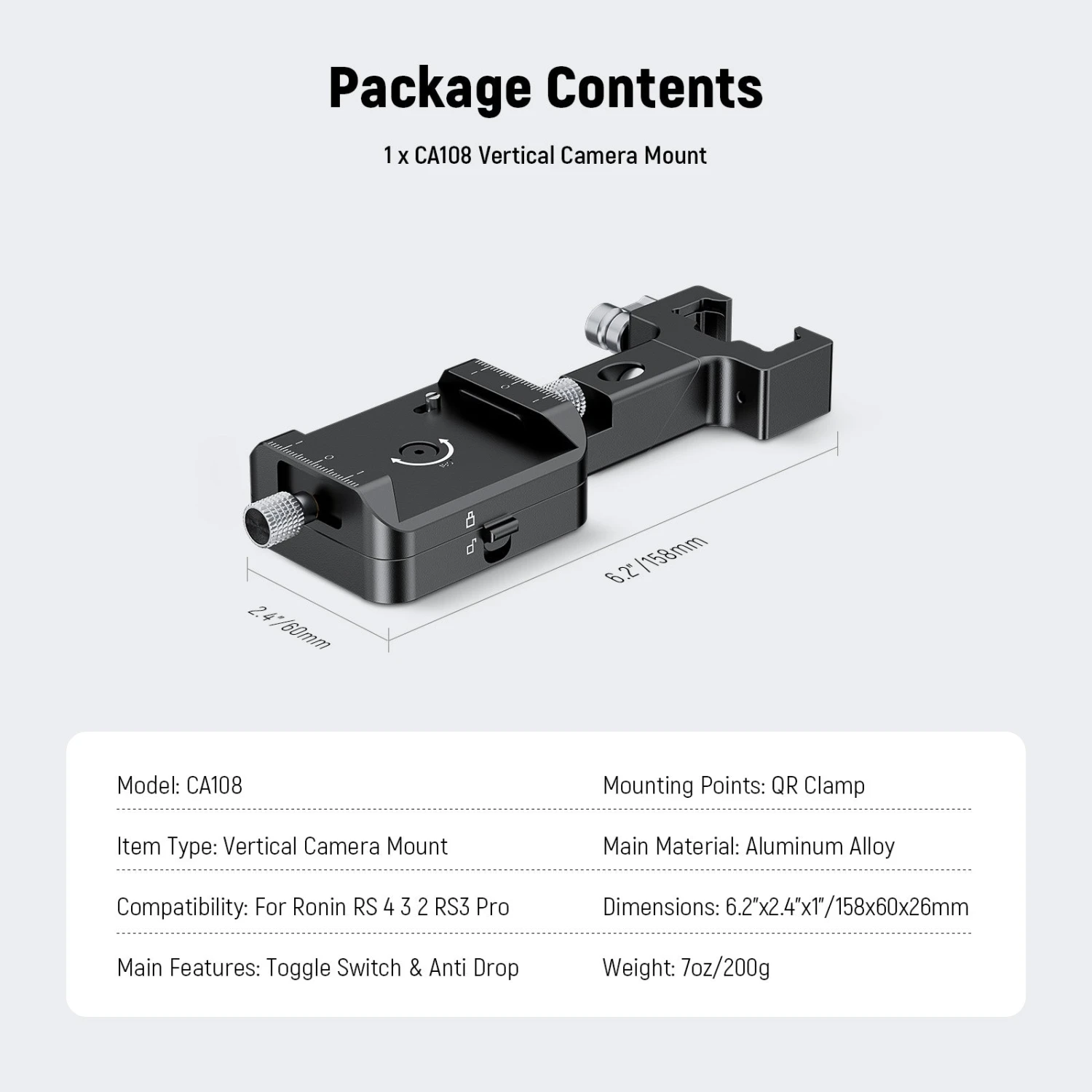 NEEWER CA108 Vertical Camera Mount For Ronin RS 4 RS 3 RS3 Pro RS 2 Gimbal 7 NEEWER CA108 Vertical Camera Mount For Ronin RS 4 RS 3 RS3 Pro RS 2 Gimbal - Image 7