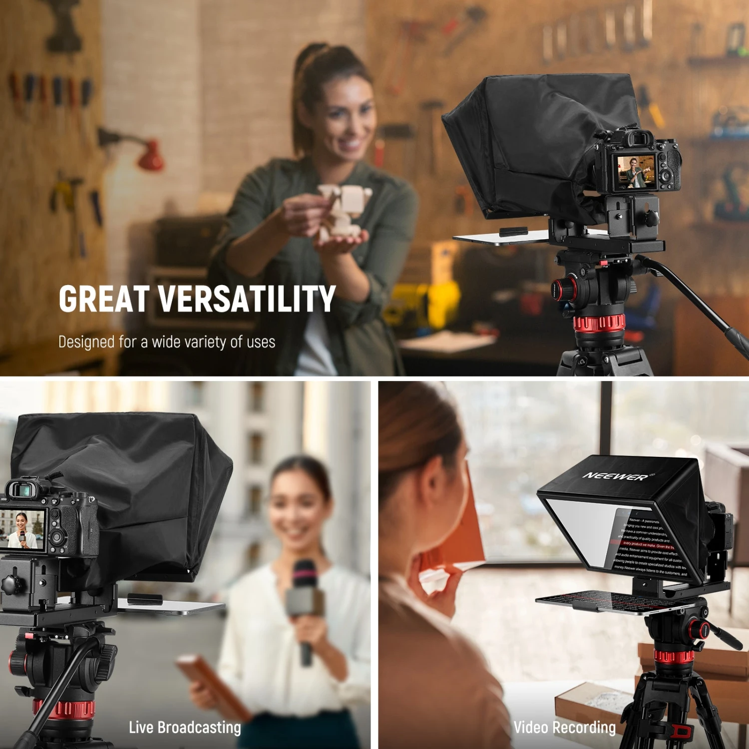 NEEWER BASICS X12B Aluminum Alloy Liftable Teleprompter 7 NEEWER BASICS X12B Aluminum Alloy Liftable Teleprompter - Image 7