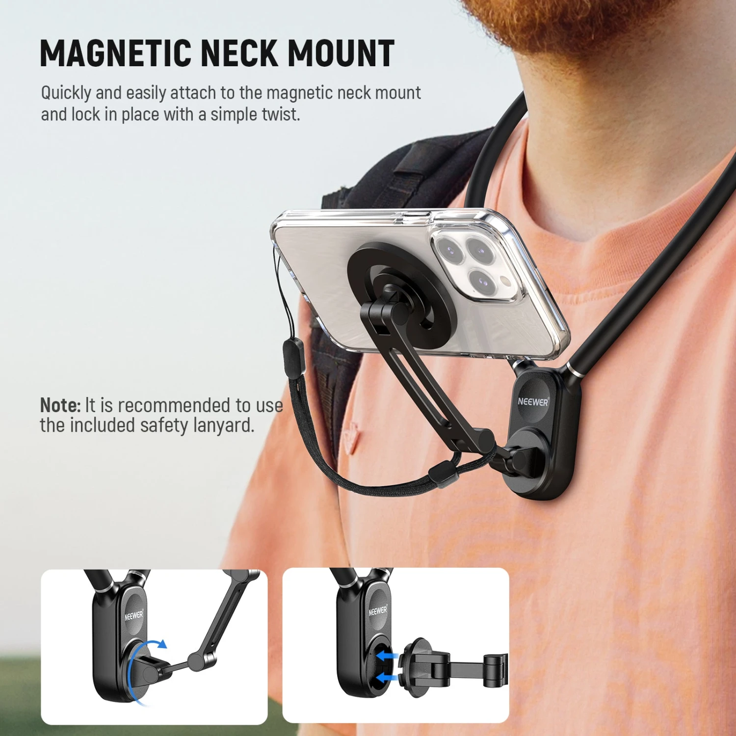 NEEWER GP26 Magnetic Neck Holder For Action Camera Phone 7 NEEWER GP26 Magnetic Neck Holder For Action Camera Phone - Image 7