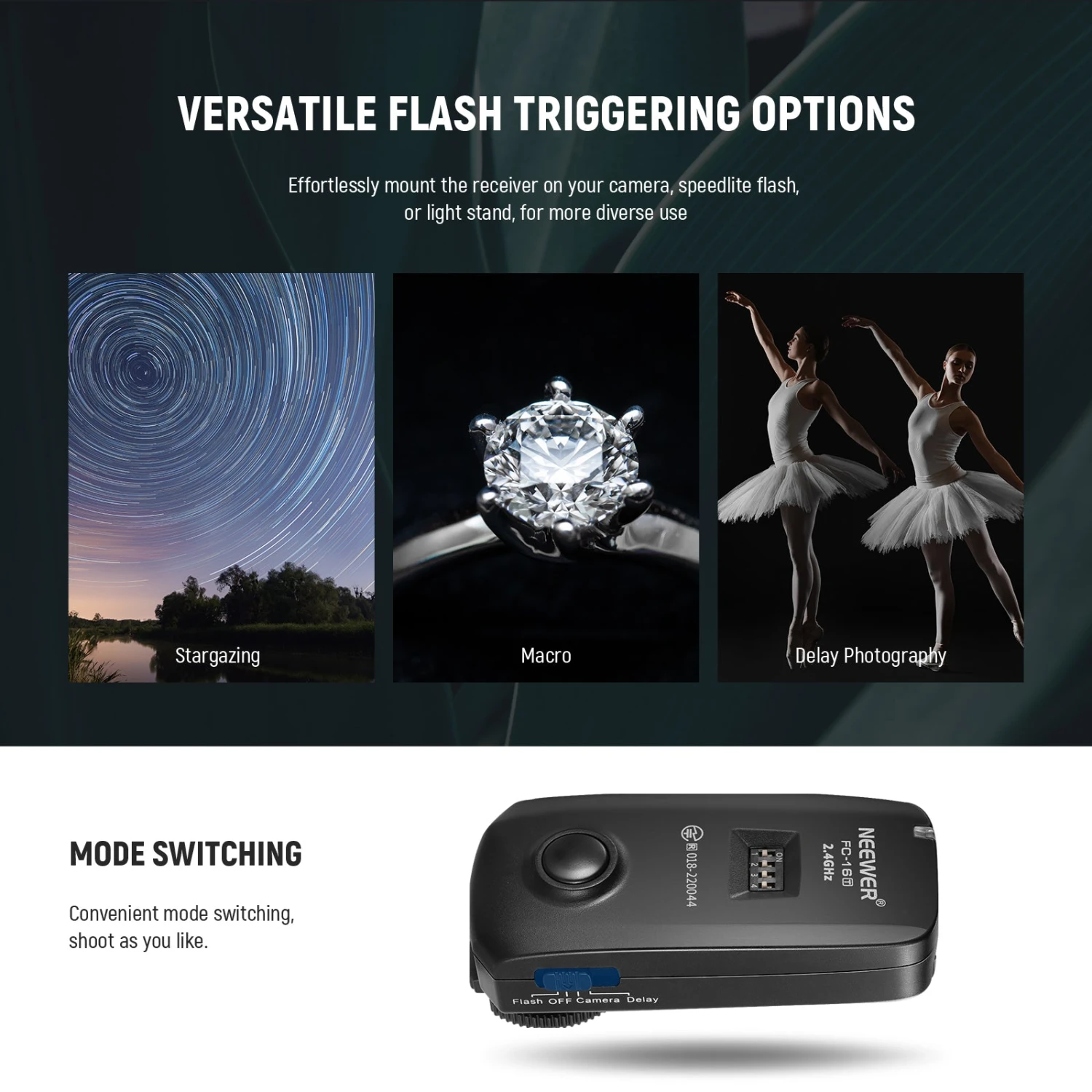 NEEWER FC-16 2.4G Wireless Flash Trigger For Sony Cameras 7 NEEWER FC-16 2.4G Wireless Flash Trigger For Sony Cameras - Image 7