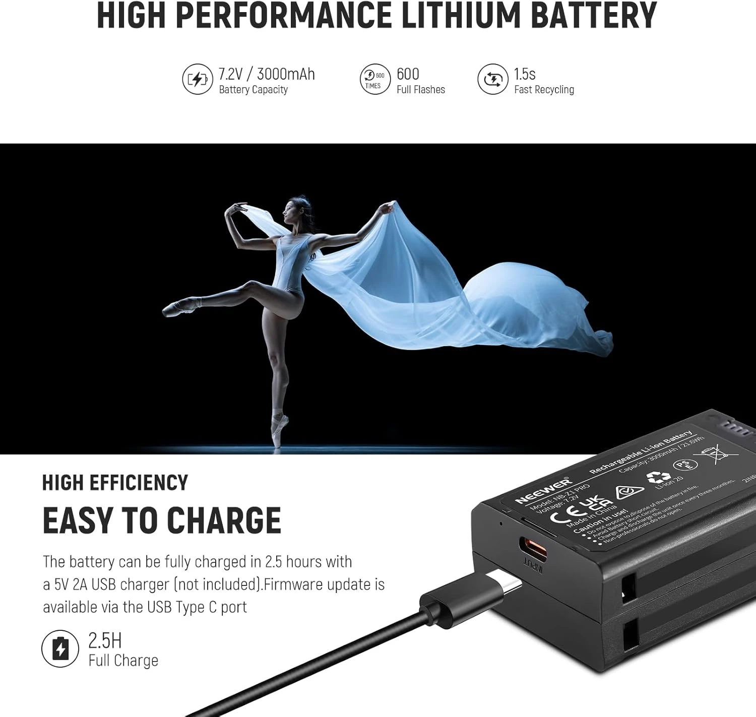 NEEWER Z2 3000mAh Battery TTL Round Head Flash Speedlite 6 NEEWER Z2 3000mAh Battery TTL Round Head Flash Speedlite - Image 6