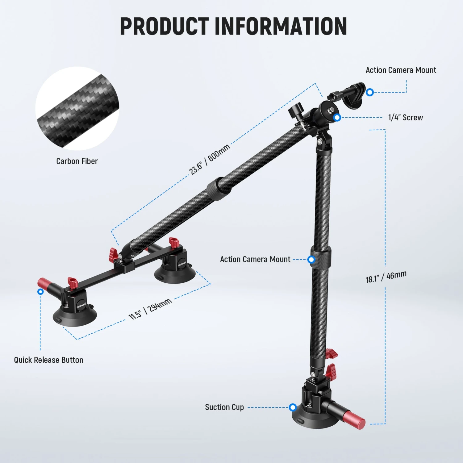 NEEWER CA136 Triple Suction Cup Extension Pole Car Mount Kit 7 NEEWER CA136 Triple Suction Cup Extension Pole Car Mount Kit - Image 7