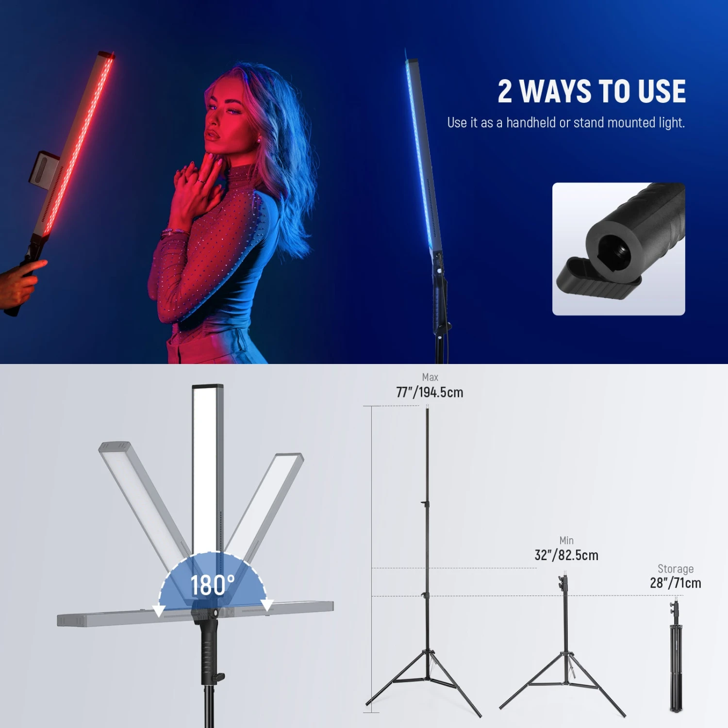 NEEWER BH20B Ultra Upgraded 40W LED Video Light Stick Kit 7 NEEWER BH20B Ultra Upgraded 40W LED Video Light Stick Kit - Image 7