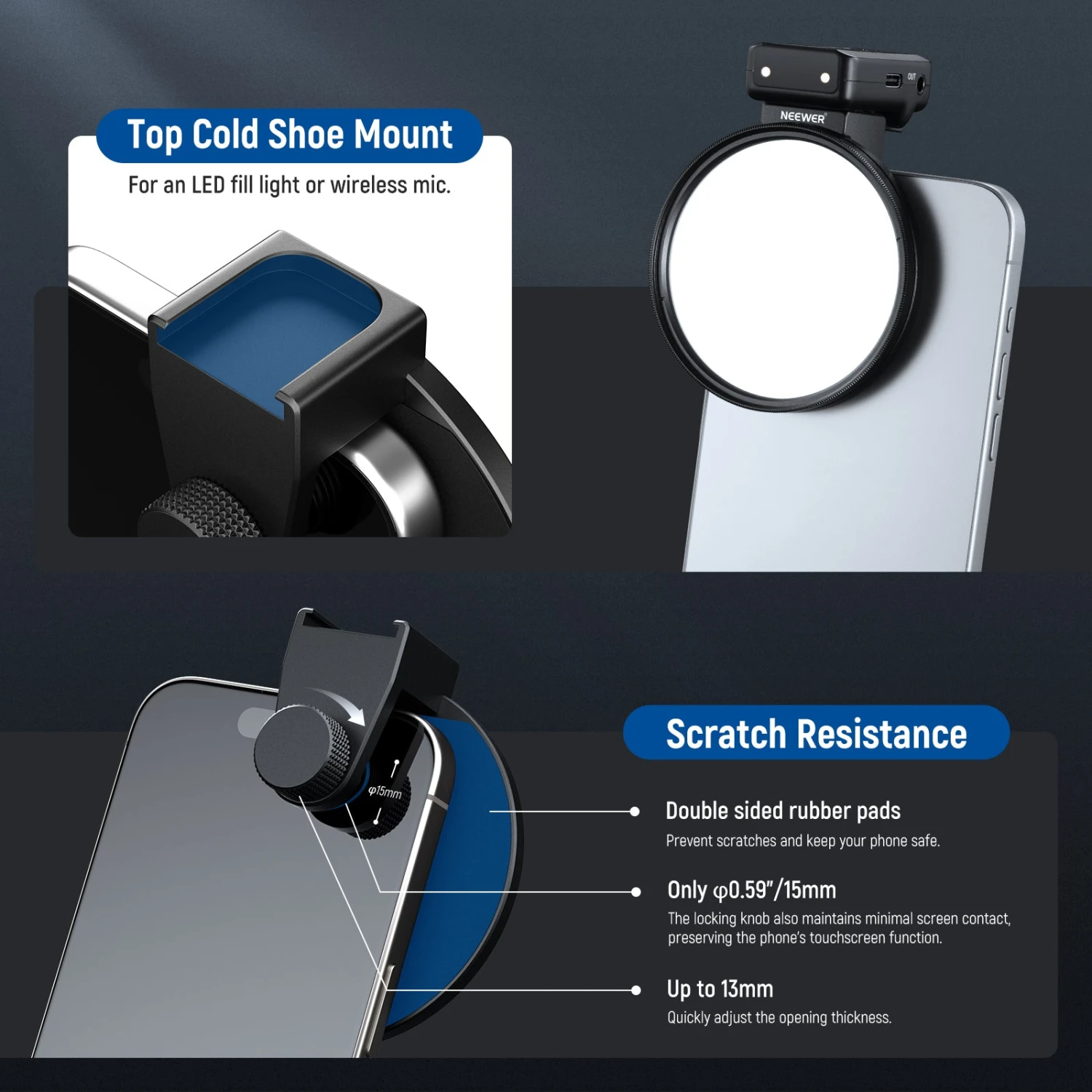 NEEWER FL-45 Clip On 67mm ND Phone Filter Kit 8 NEEWER FL-45 Clip On 67mm ND Phone Filter Kit - Image 8