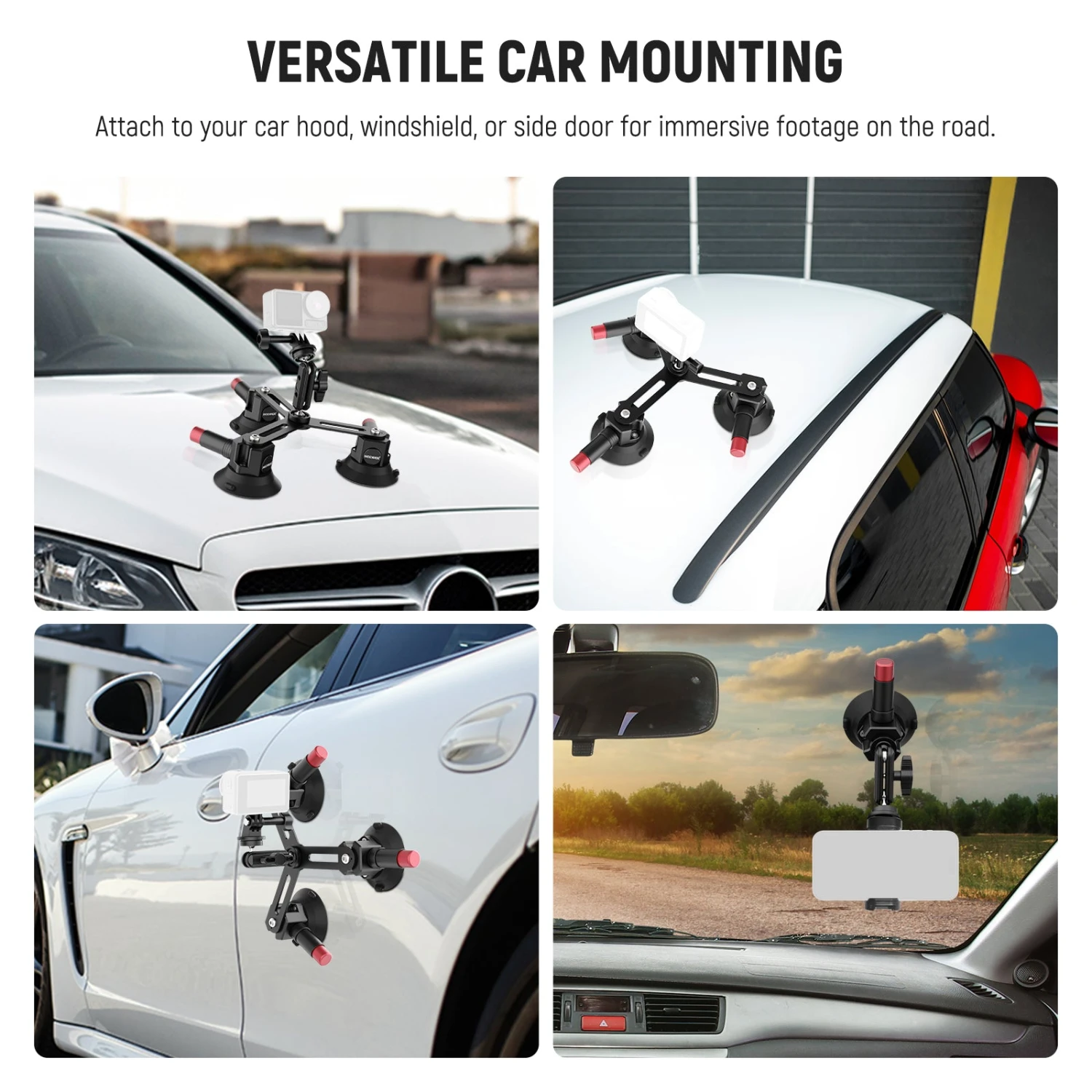 NEEWER CA067 Triple Suction Cup Camera Car Mount 7 NEEWER CA067 Triple Suction Cup Camera Car Mount - Image 7