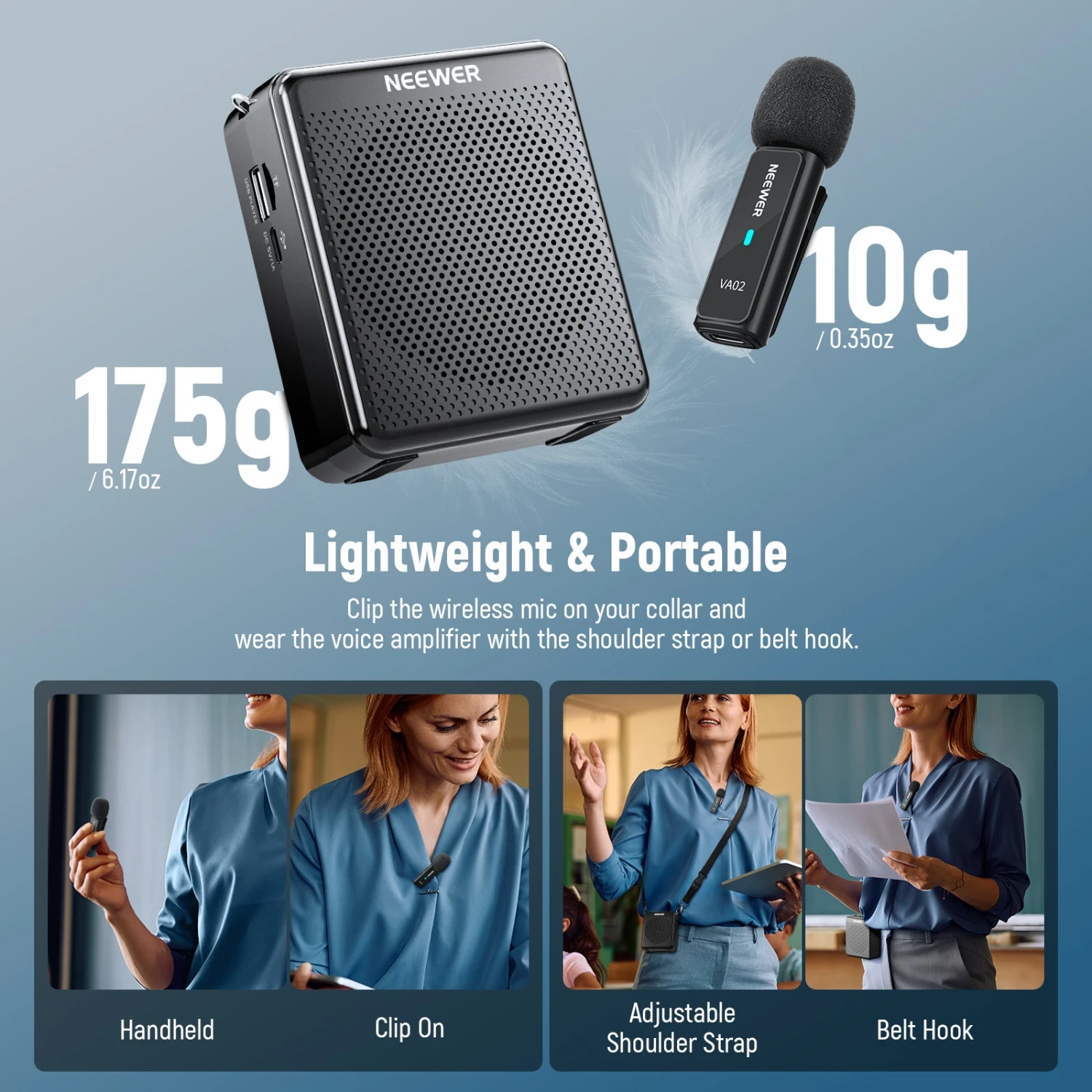 NEEWER VA02 Voice Amplifier With Wireless Microphone 7 NEEWER VA02 Voice Amplifier With Wireless Microphone - Image 7