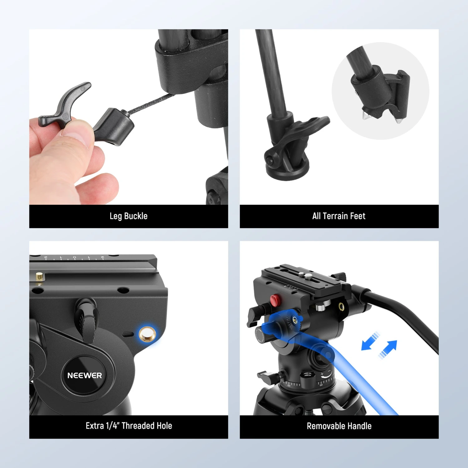 NEEWER LL34 77" Carbon Fiber Video Tripod 7 NEEWER LL34 77" Carbon Fiber Video Tripod - Image 7