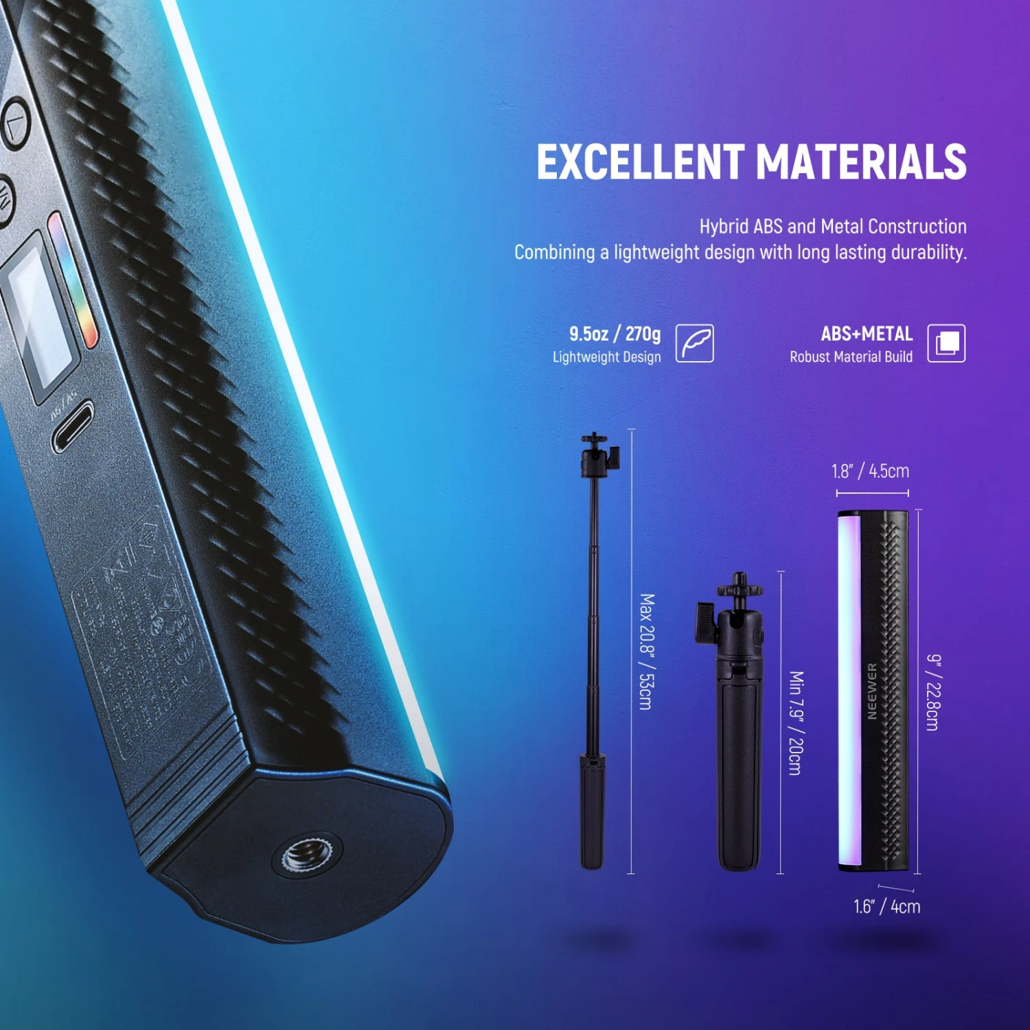 NEEWER TL20C/TL21C RGB Magnetic Handheld Light Wand Kit 15 NEEWER TL20C/TL21C RGB Magnetic Handheld Light Wand Kit - Image 15