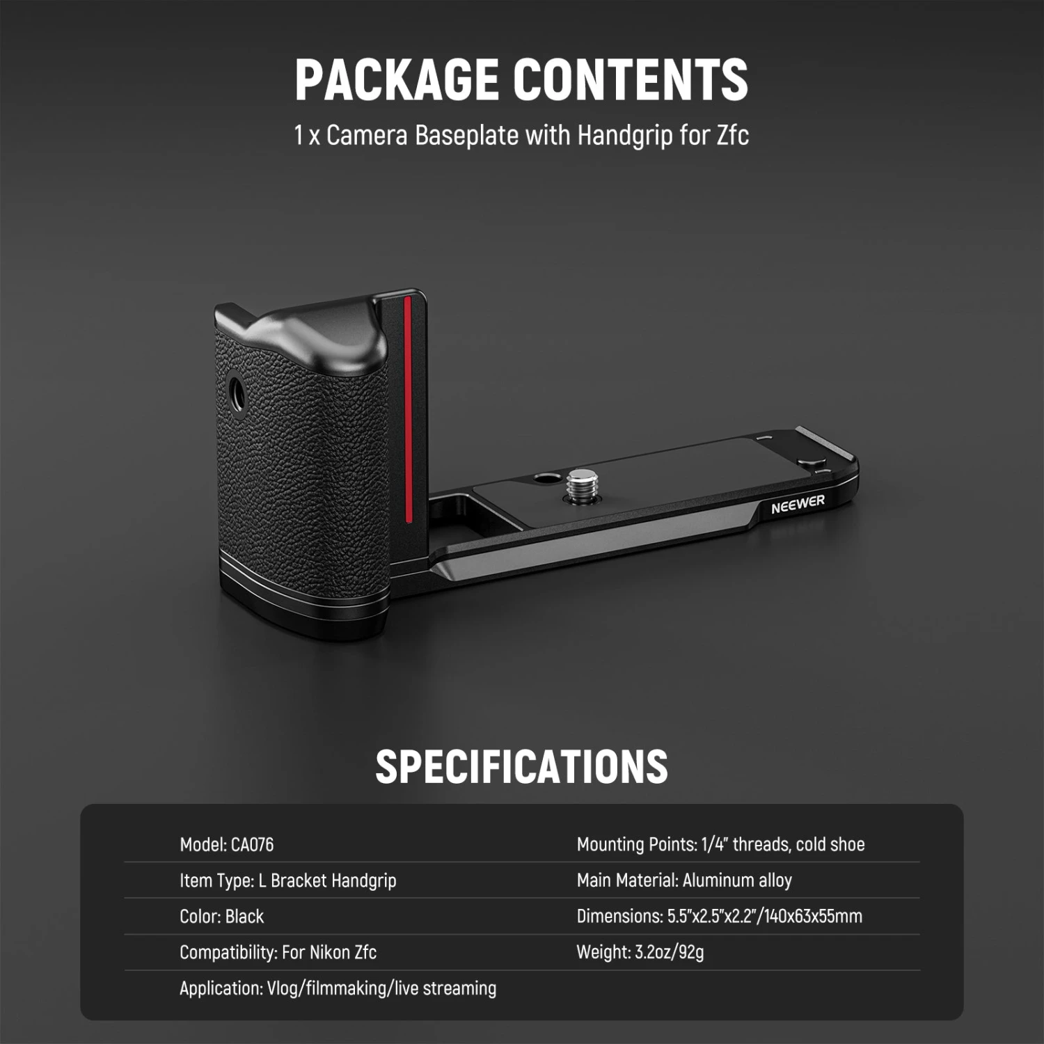 NEEWER CA076 Handgrip L Shape Grip For Nikon Z Fc 8 NEEWER CA076 Handgrip L Shape Grip For Nikon Z Fc - Image 8