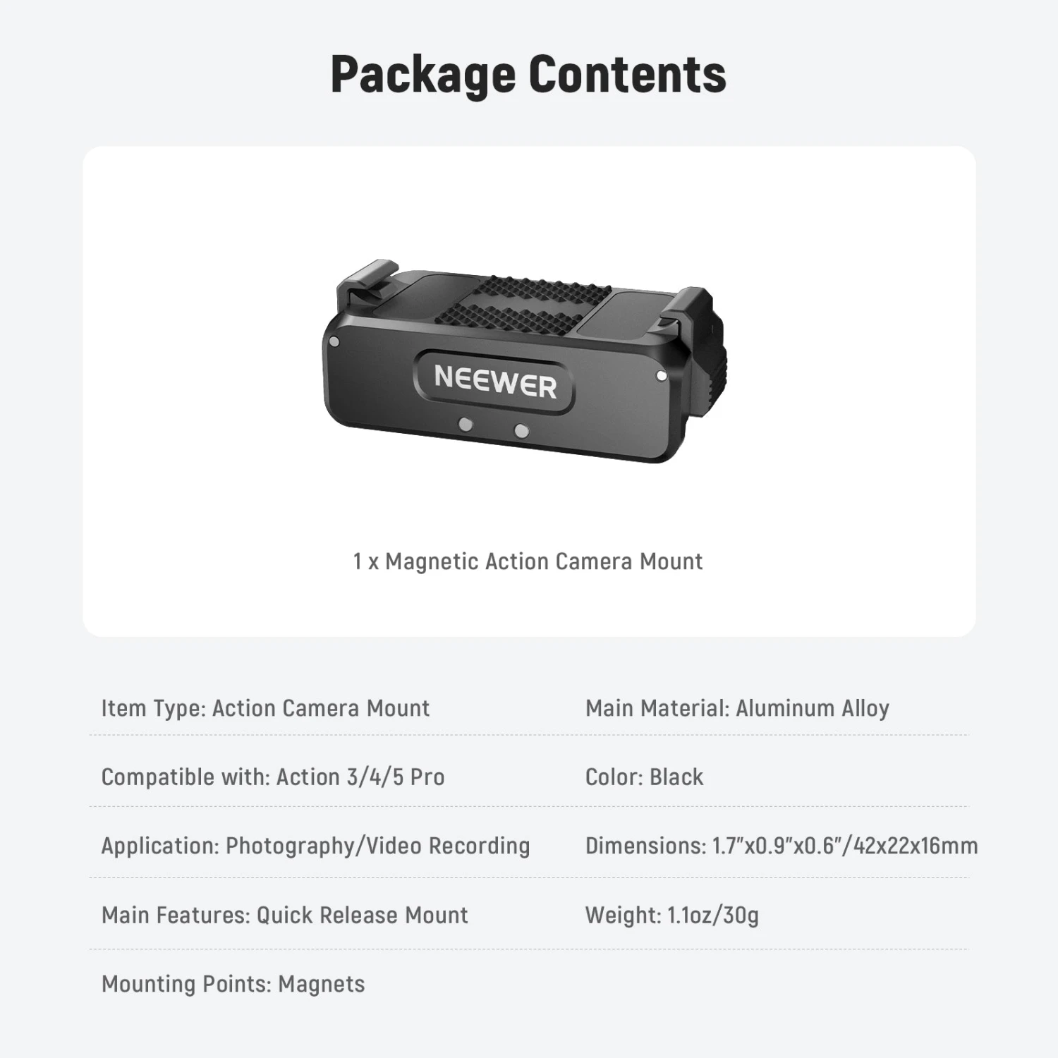 NEEWER AC011 Upgraded Magnetic Mount For DJI Osmo Action 5 Pro/4/3 8 NEEWER AC011 Upgraded Magnetic Mount For DJI Osmo Action 5 Pro/4/3 - Image 8