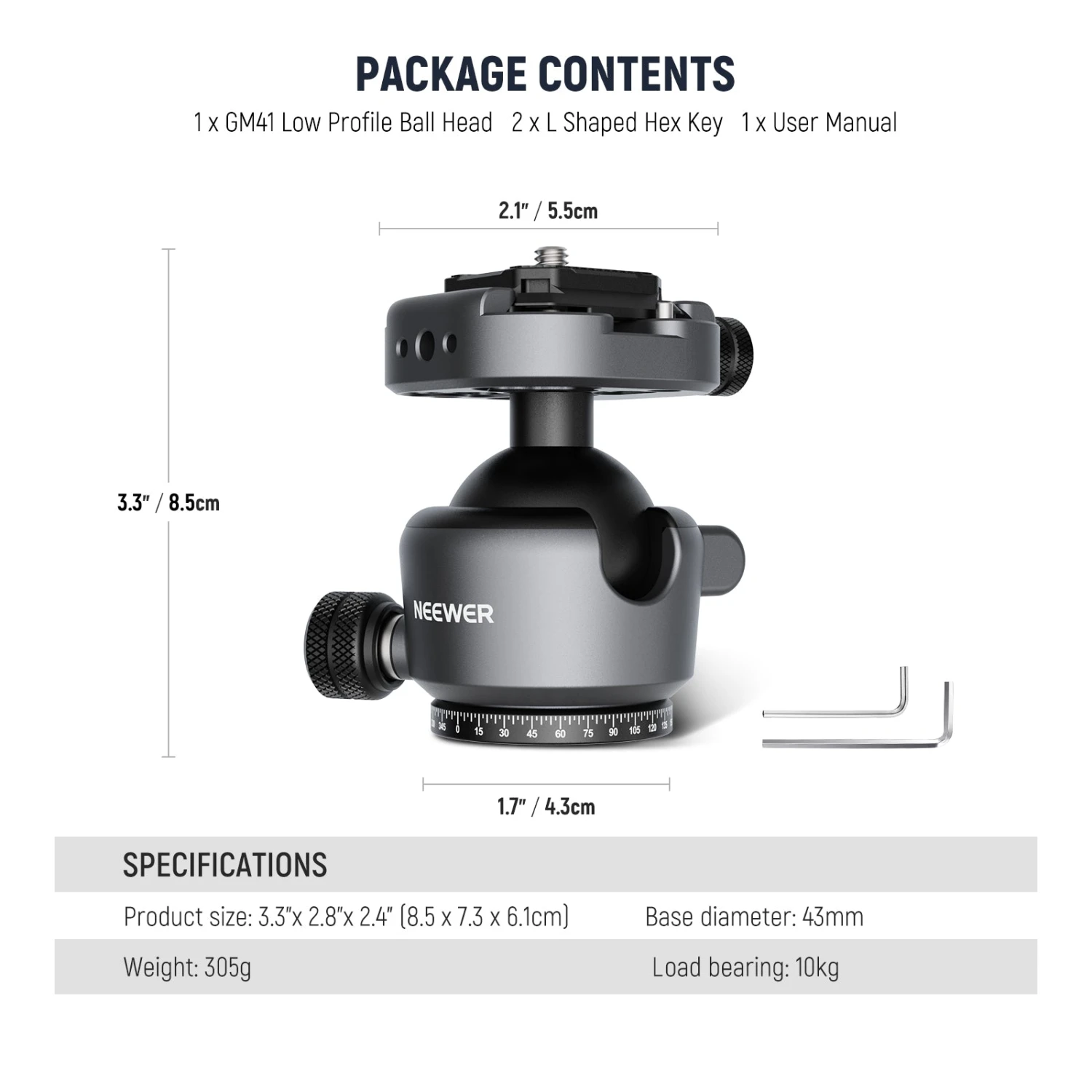 NEEWER GM41 Low Profile Tripod Ball Head 8 NEEWER GM41 Low Profile Tripod Ball Head - Image 8