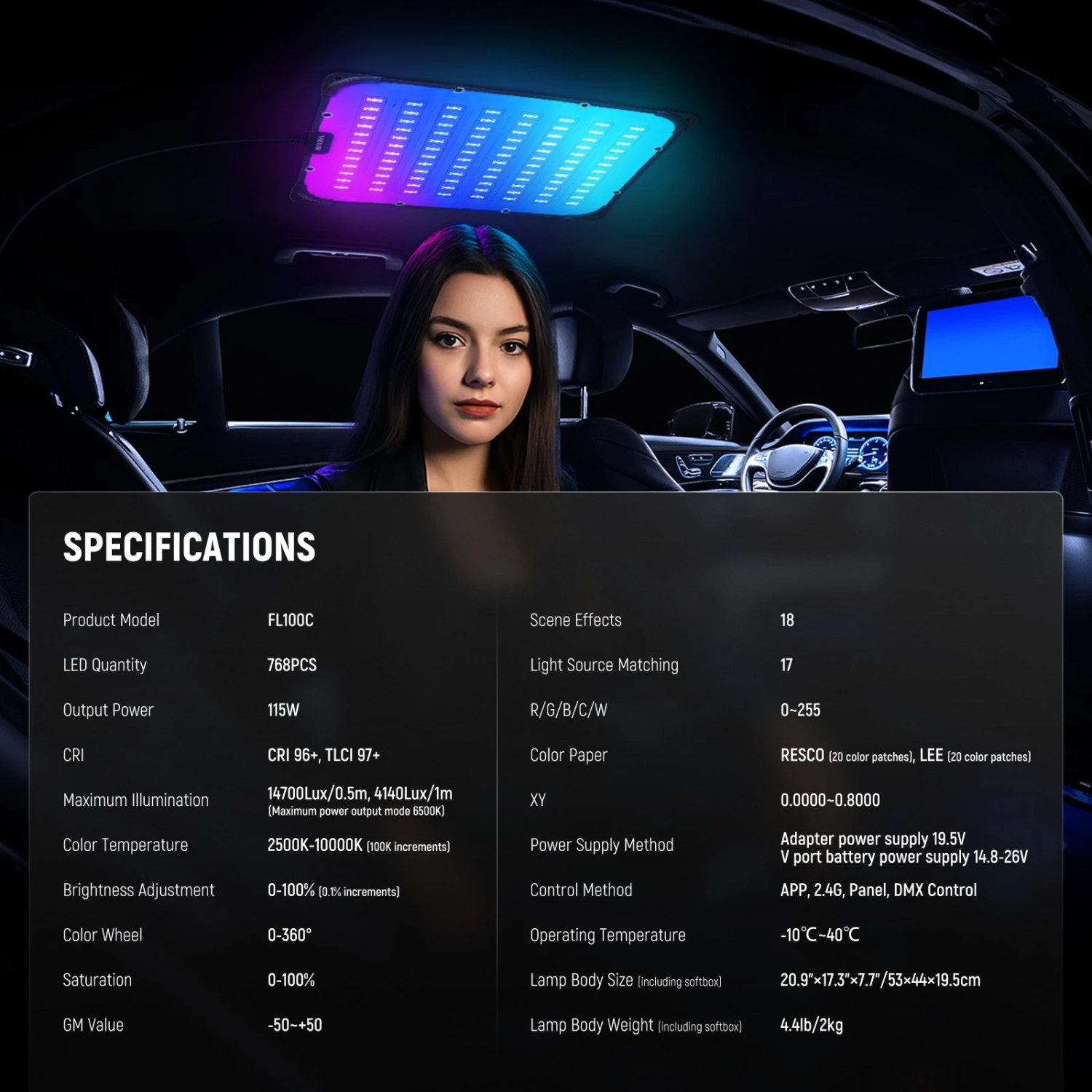 NEEWER FL100C 115W Flexible DMX Control LED RGB Video Light Kit 8 NEEWER FL100C 115W Flexible DMX Control LED RGB Video Light Kit - Image 8