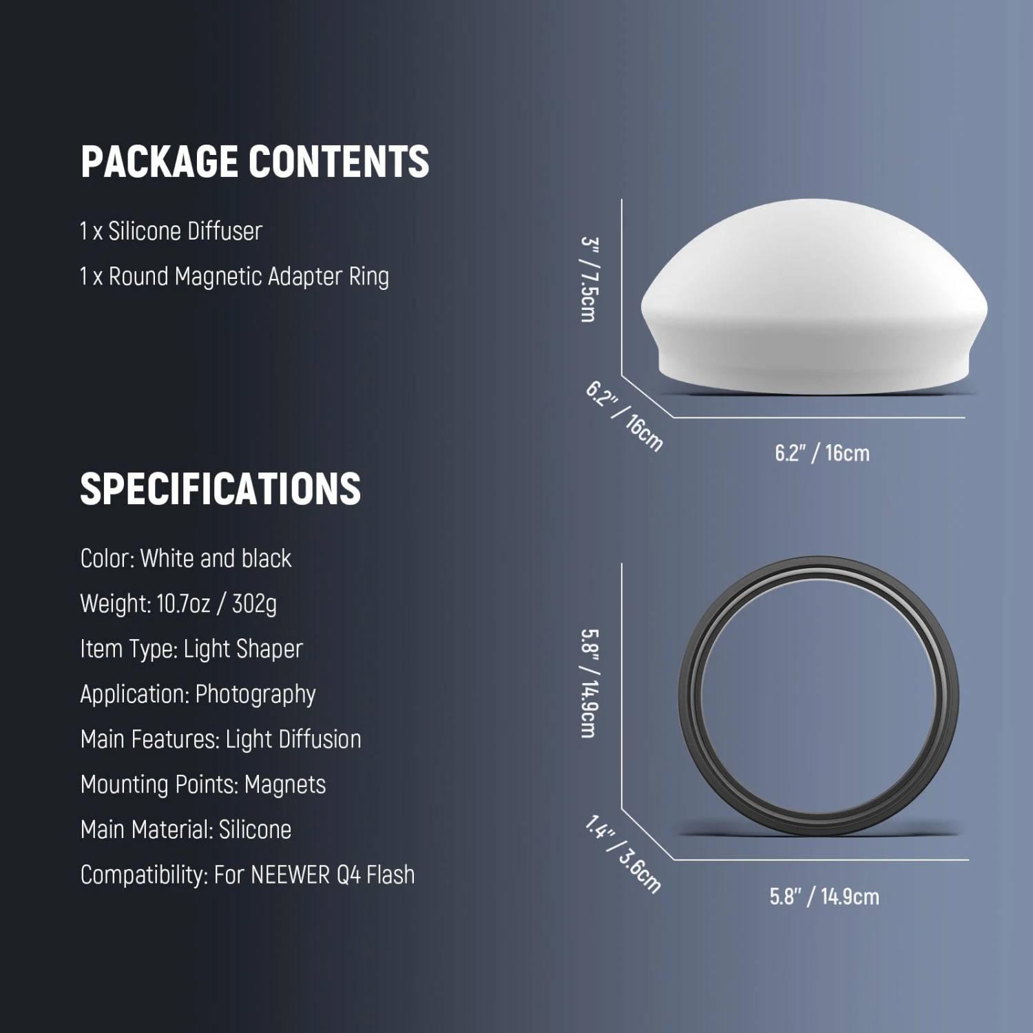 NEEWER CRS10 Silicone Diffuser With Magnetic Adapter Ring For Q4 & Q6 Outdoor Flash 8 NEEWER CRS10 Silicone Diffuser With Magnetic Adapter Ring For Q4 & Q6 Outdoor Flash - Image 8