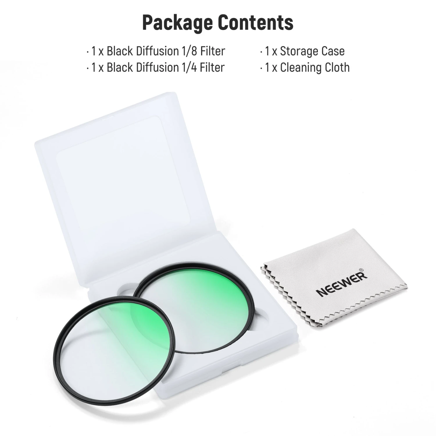 NEEWER 2 Pack 1/4 & 1/8 Black Diffusion Lens Filter Set 9 NEEWER 2 Pack 1/4 & 1/8 Black Diffusion Lens Filter Set - Image 9