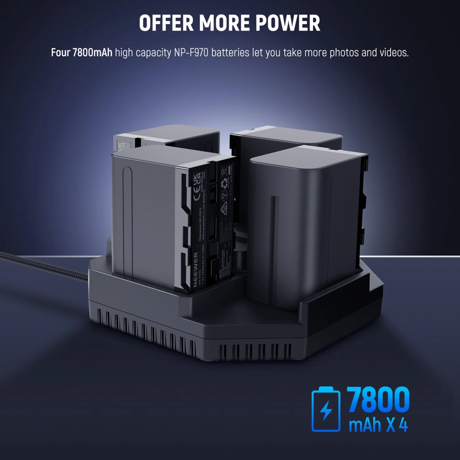 NEEWER NW-F4+NW-F970 7800mAh Replacement Batteries & 4 Channel Fast Charger 8 NEEWER NW-F4+NW-F970 7800mAh Replacement Batteries & 4 Channel Fast Charger - Image 8