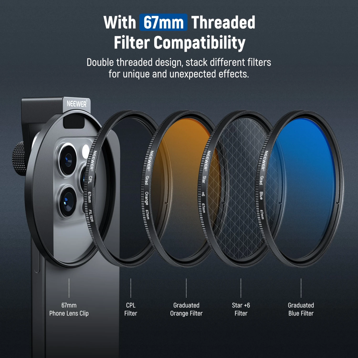 NEEWER Clip On Phone Lens Filter Kit 8 NEEWER Clip On Phone Lens Filter Kit - Image 8