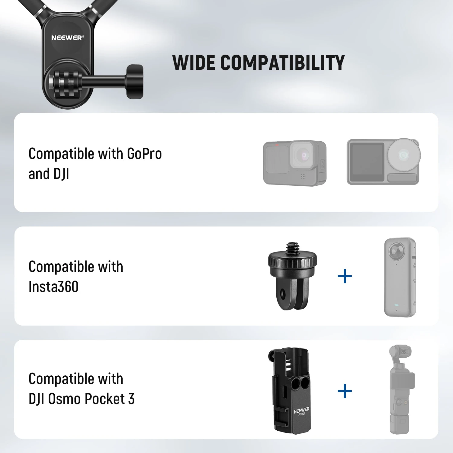 NEEWER GP39 Magnetic Action Camera Neck Mount With Pocket 3 Cage 8 NEEWER GP39 Magnetic Action Camera Neck Mount With Pocket 3 Cage - Image 8