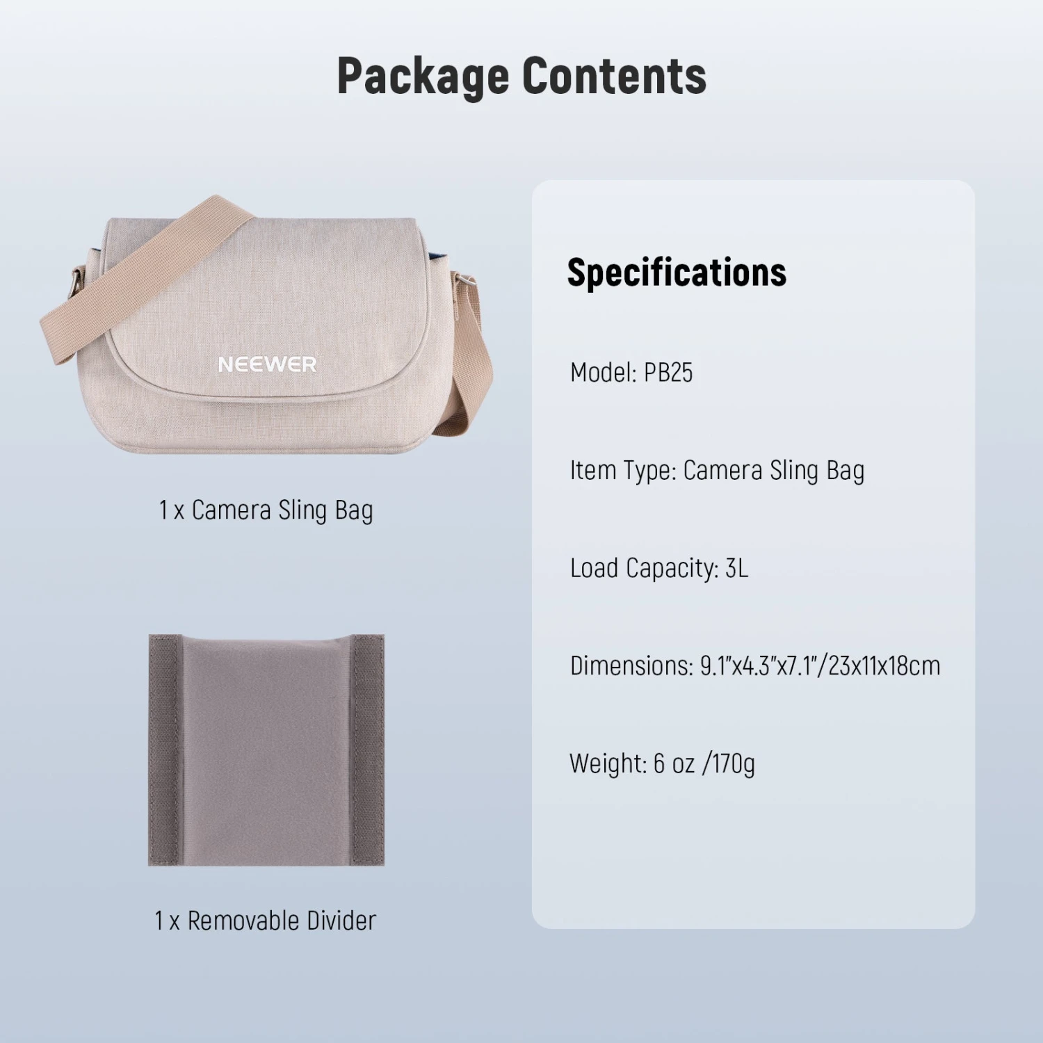 NEEWER PB25 Camera Sling Bag Water Resistant Crossbody 8 NEEWER PB25 Camera Sling Bag Water Resistant Crossbody - Image 8