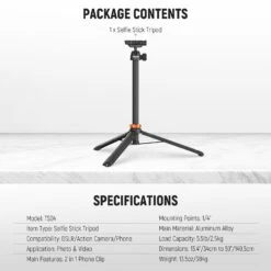 NEEWER BASICS TS04 59" Selfie Stick Tripod 24 NEEWER BASICS TS04 59" Selfie Stick Tripod -Photography Equipment 8 868ad9d3 8568 422e 95a9 6717ff14cb35
