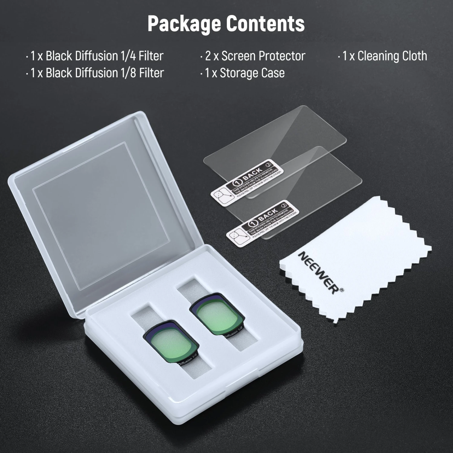 NEEWER FL-B11 2-Pack Magnetic Black Diffusion 1/4 & 1/8 Filter Set For DJI Osmo Pocket 3 8 NEEWER FL-B11 2-Pack Magnetic Black Diffusion 1/4 & 1/8 Filter Set For DJI Osmo Pocket 3 - Image 8