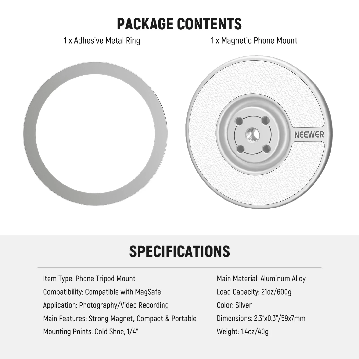 NEEWER PA080 Magnetic Phone Tripod Mount 8 NEEWER PA080 Magnetic Phone Tripod Mount - Image 8