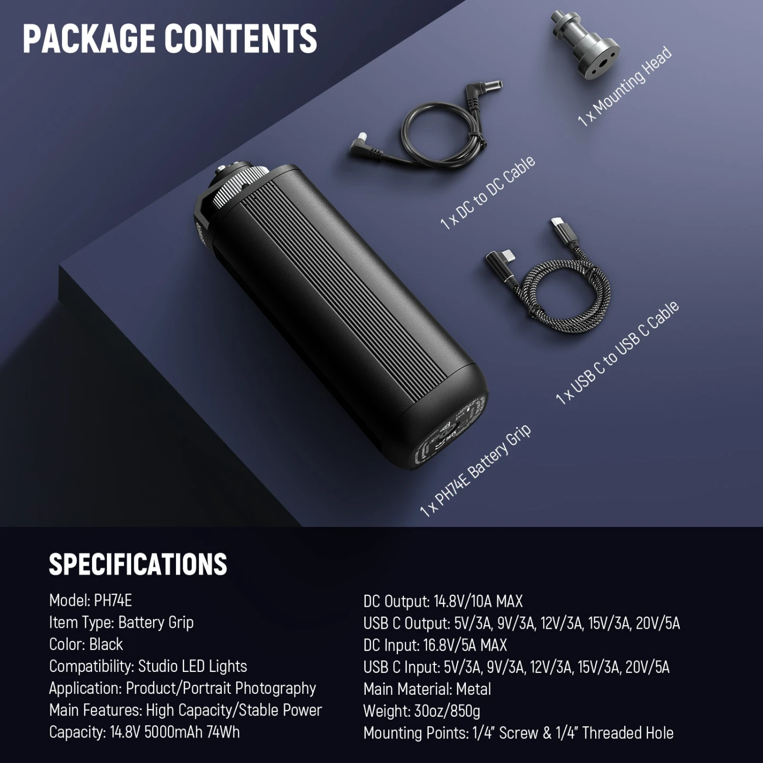 NEEWER BASICS PH74E Battery Grip Power Supply For Portable COB Video Light 8 NEEWER BASICS PH74E Battery Grip Power Supply For Portable COB Video Light - Image 8