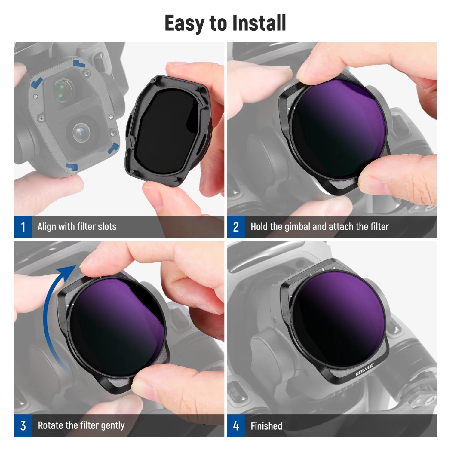 NEEWER FL-A88 2-Pack Variable ND Filter Set For DJI Air 3S 2 NEEWER FL-A88 2-Pack Variable ND Filter Set For DJI Air 3S - Image 2