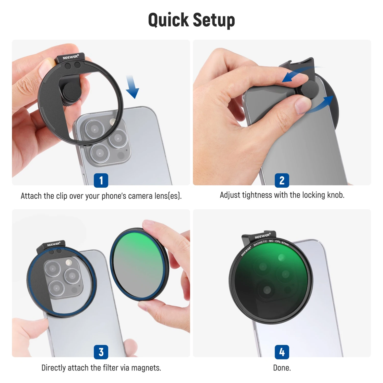 NEEWER 67mm Magnetic CPL Phone Filter 8 NEEWER 67mm Magnetic CPL Phone Filter - Image 8