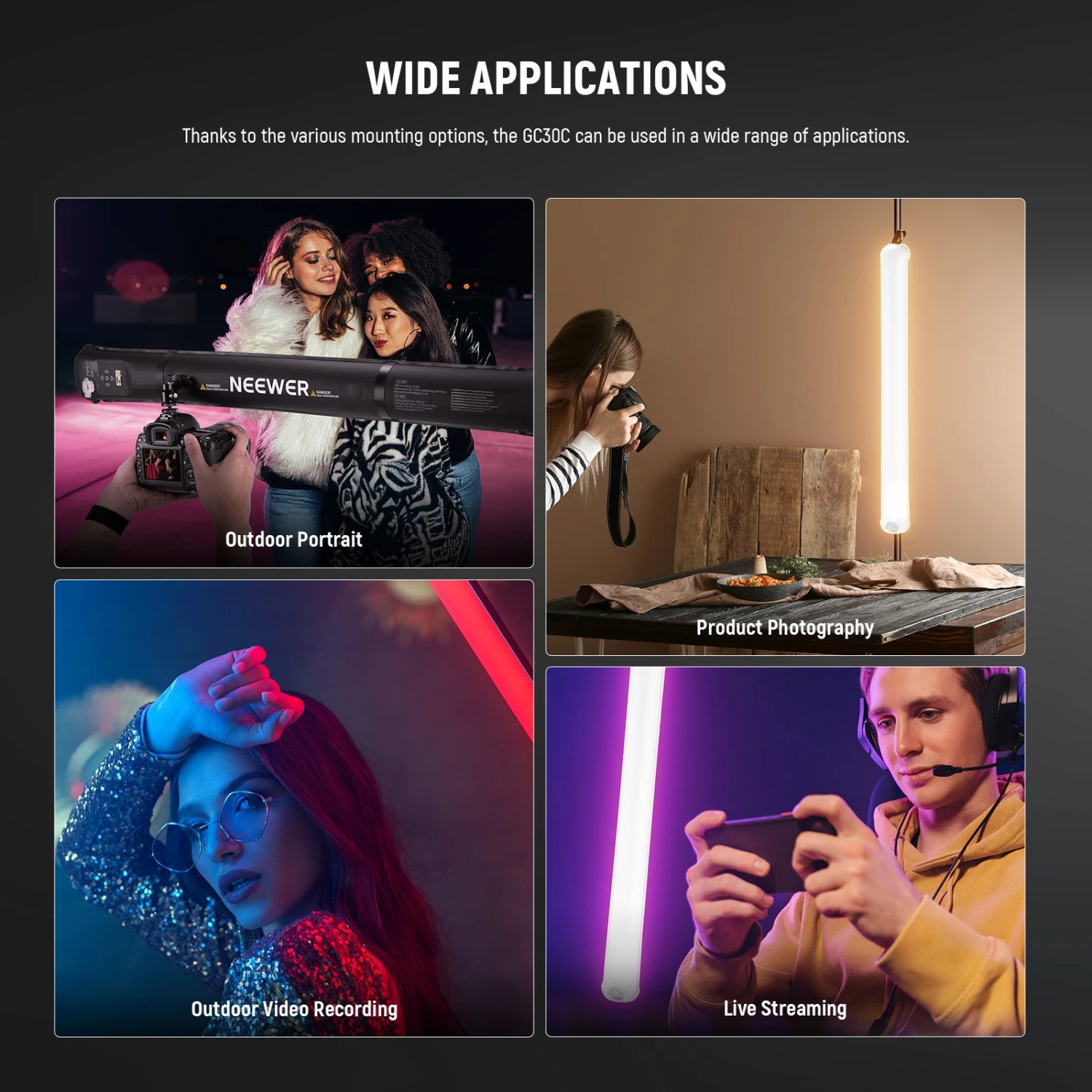 NEEWER BASICS GC30C 30W RGB Handheld Inflatable LED Fill Light 8 NEEWER BASICS GC30C 30W RGB Handheld Inflatable LED Fill Light - Image 8