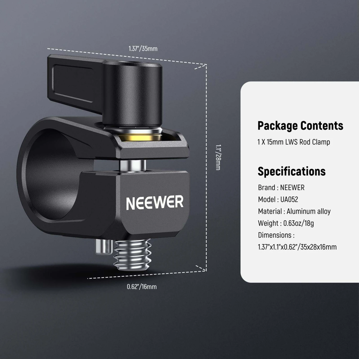NEEWER UA052/UA053 Single LWS 15mm Rod Clamp 8 NEEWER UA052/UA053 Single LWS 15mm Rod Clamp - Image 8