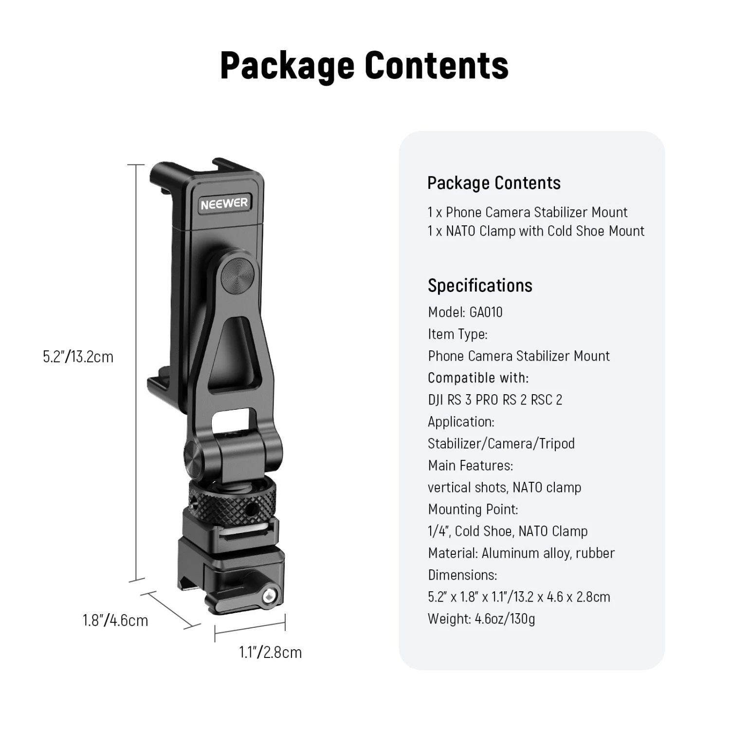 NEEWER GA010 Phone Tripod Mount For DJI RS 2 RSC 2 RS 3 Pro 8 NEEWER GA010 Phone Tripod Mount For DJI RS 2 RSC 2 RS 3 Pro - Image 8