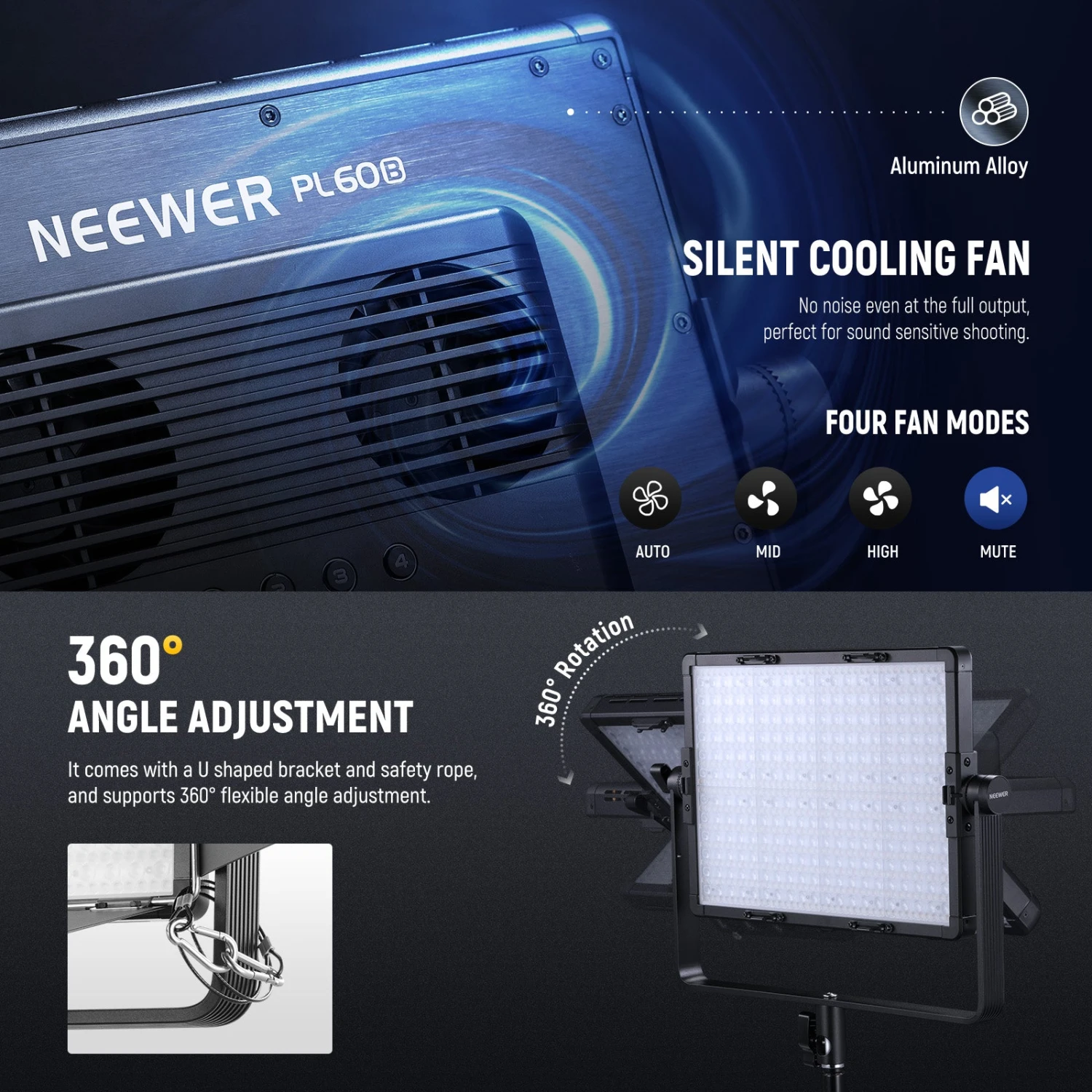 NEEWER PL60B Bi Color LED Panel Video Light 8 NEEWER PL60B Bi Color LED Panel Video Light - Image 8