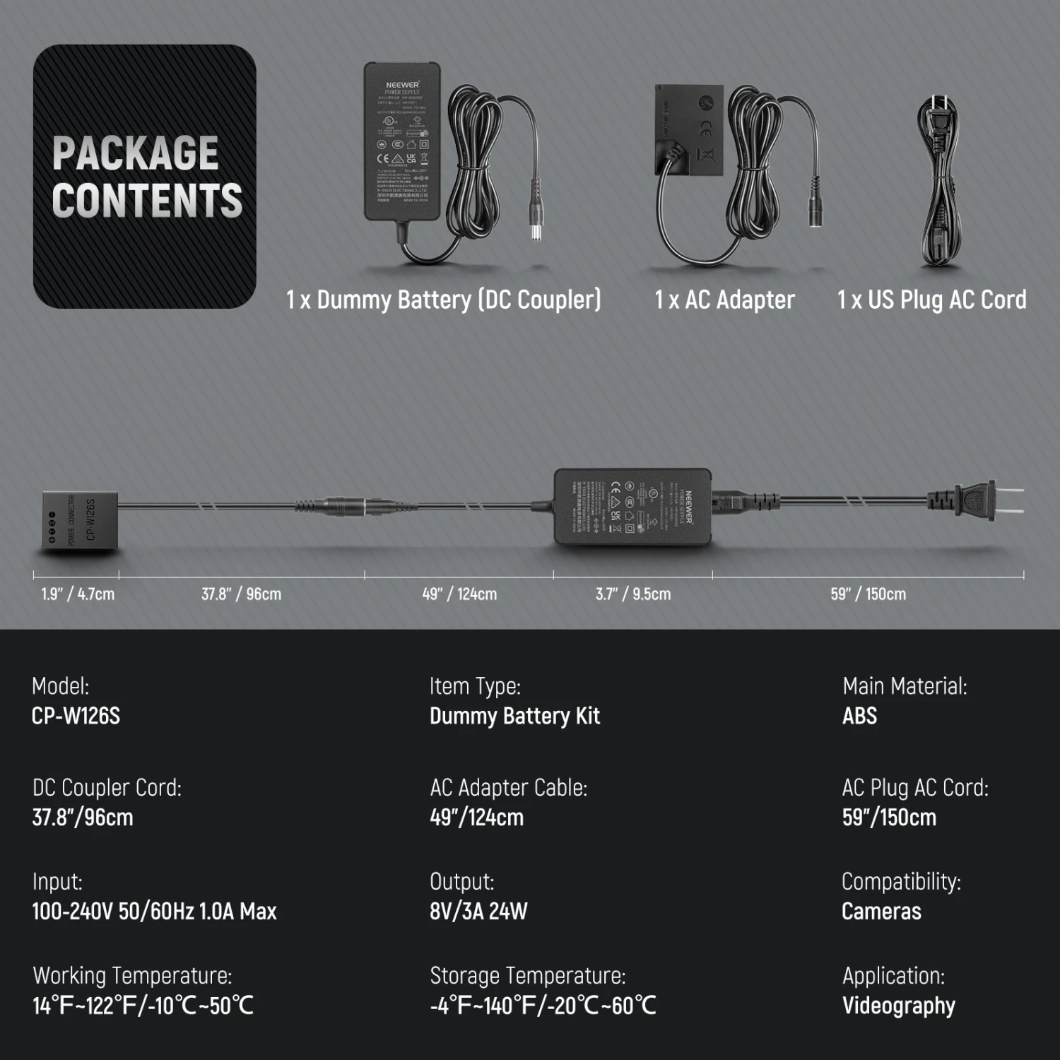 NEEWER NP-W126/NP-W126S Replacement Dummy Battery Charger Kit 8 NEEWER NP-W126/NP-W126S Replacement Dummy Battery Charger Kit - Image 8