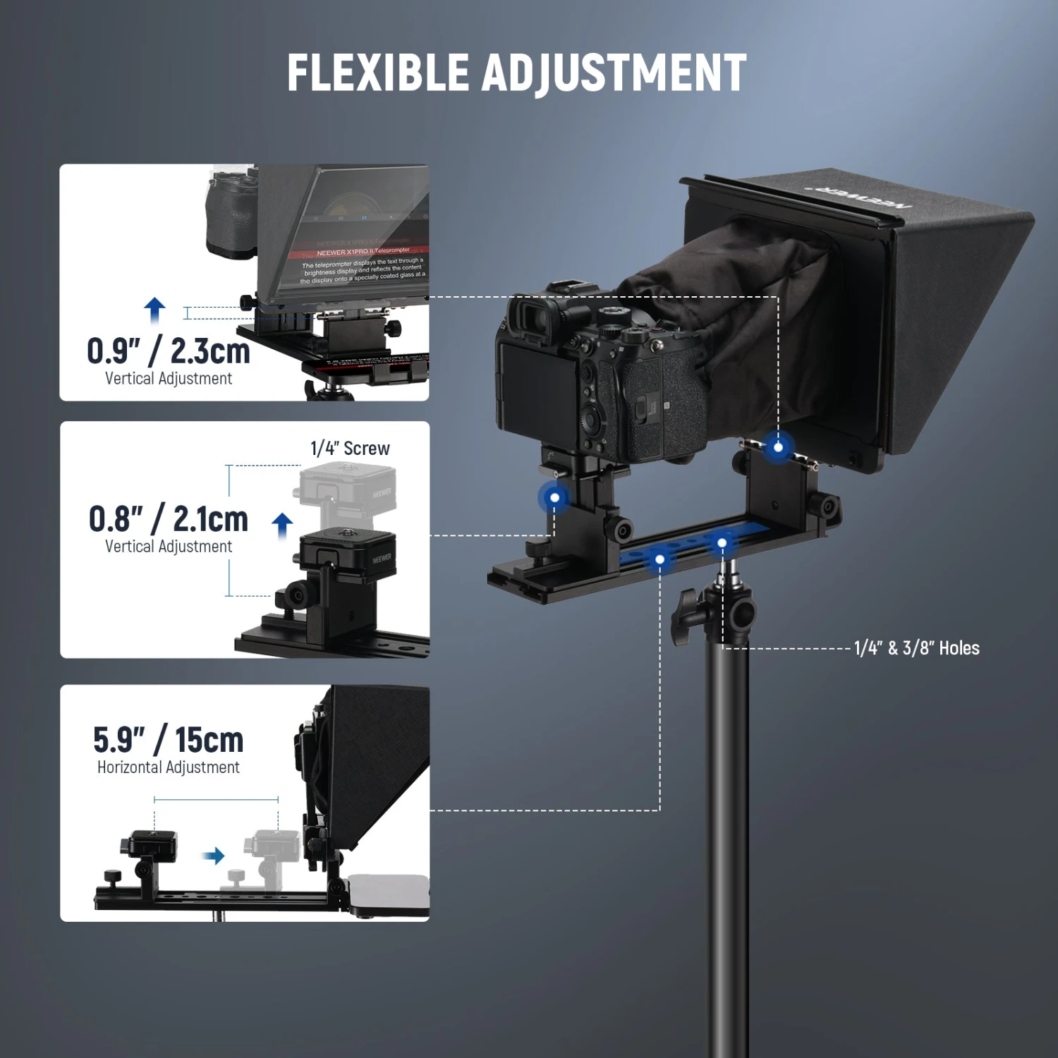 NEEWER X1 Pro II 9" Remote Control Teleprompter 8 NEEWER X1 Pro II 9" Remote Control Teleprompter - Image 8