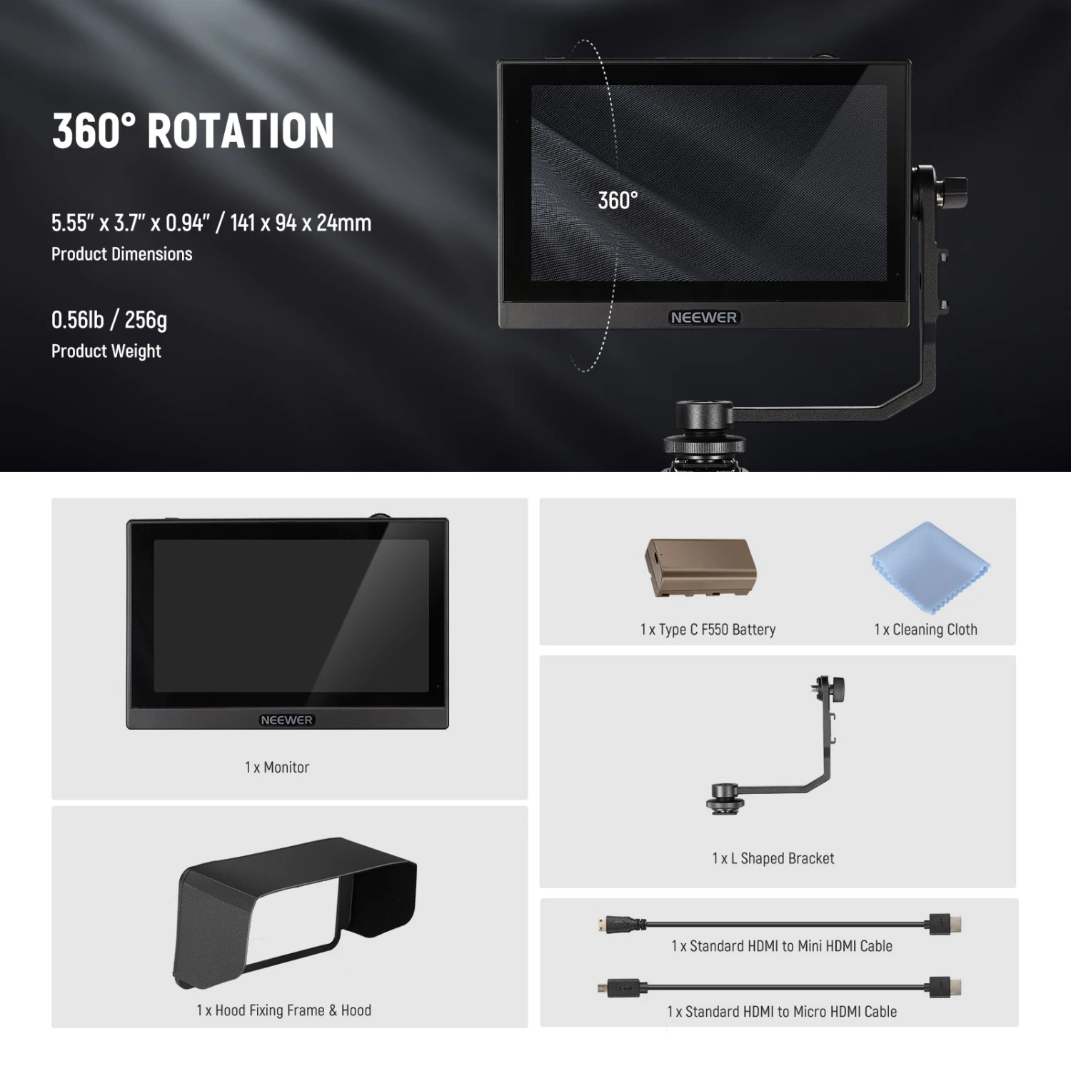 NEEWER F500 5.5 Inch Camera Field Monitor 9 NEEWER F500 5.5 Inch Camera Field Monitor - Image 9