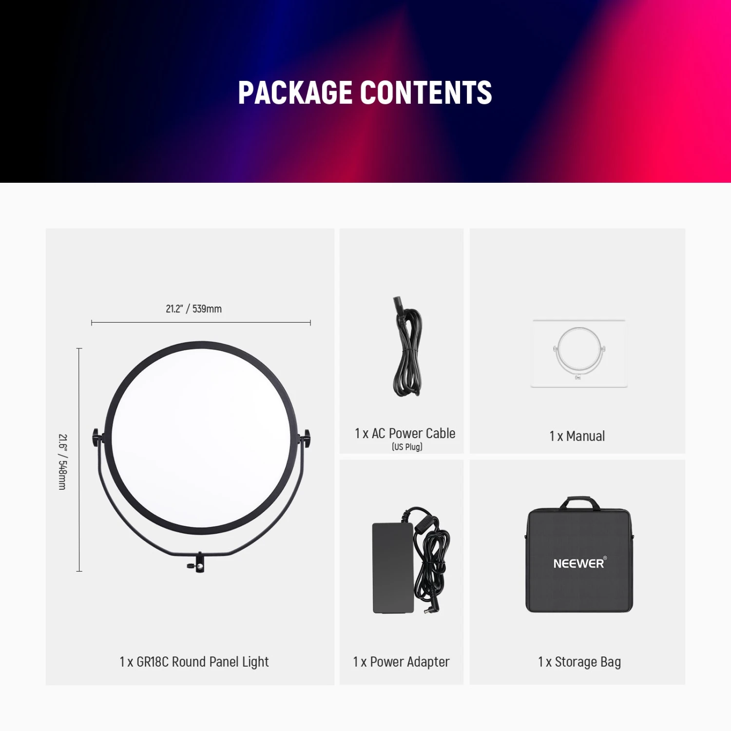 NEEWER GR18C 18" LED Round Panel Video Light 8 NEEWER GR18C 18" LED Round Panel Video Light - Image 8