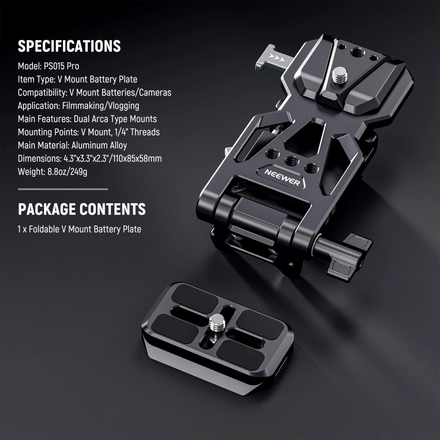 NEEWER PS015 Pro Foldable V Mount Battery Plate 9 NEEWER PS015 Pro Foldable V Mount Battery Plate - Image 9