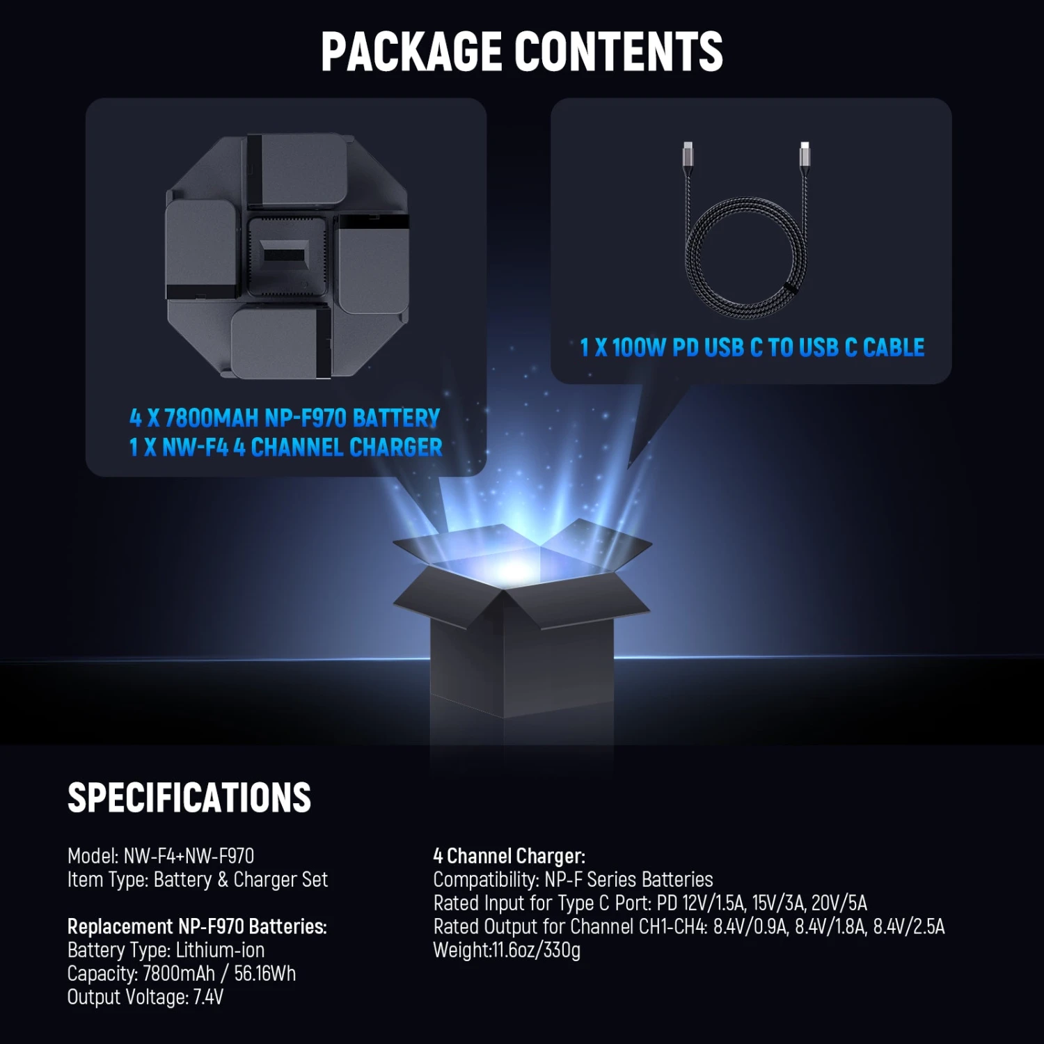 NEEWER NW-F4+NW-F970 7800mAh Replacement Batteries & 4 Channel Fast Charger 9 NEEWER NW-F4+NW-F970 7800mAh Replacement Batteries & 4 Channel Fast Charger - Image 9
