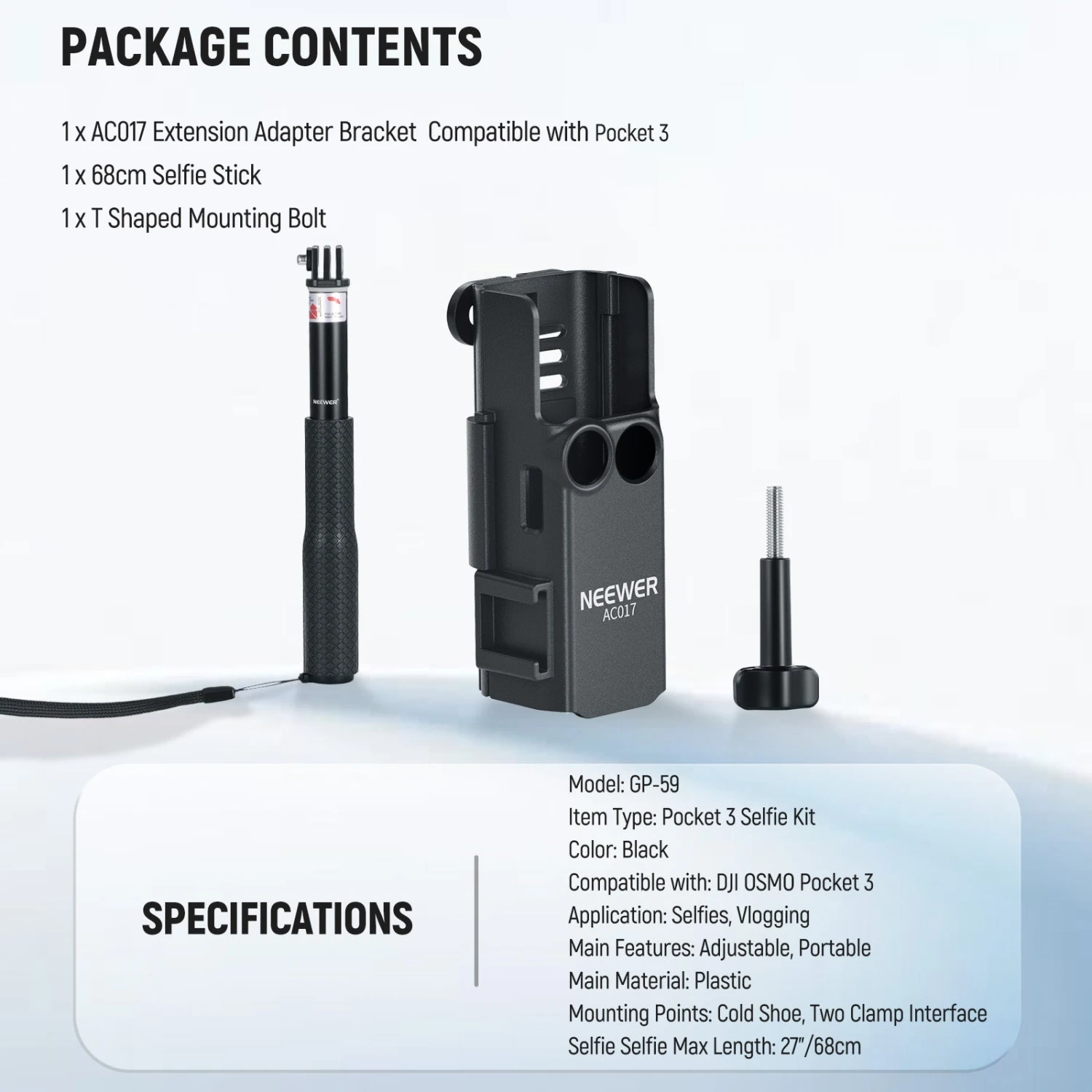 NEEWER BASICS GP-59 Extension Adapter Mount Kit For DJI Osmo Pocket 3 9 NEEWER BASICS GP-59 Extension Adapter Mount Kit For DJI Osmo Pocket 3 - Image 9