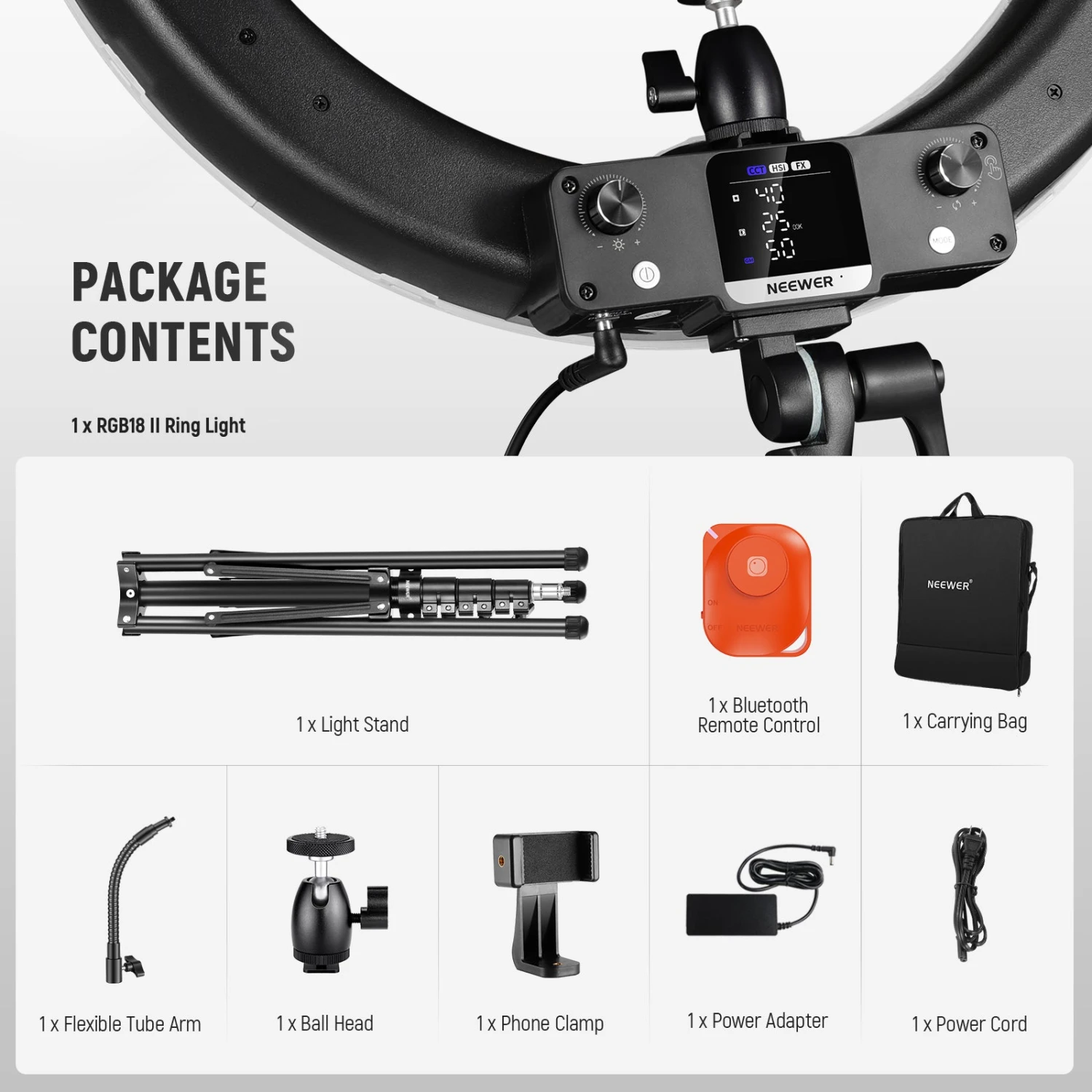 NEEWER RGB18 II 18 Inch RGB LED Ring Light With APP Control 9 NEEWER RGB18 II 18 Inch RGB LED Ring Light With APP Control - Image 9