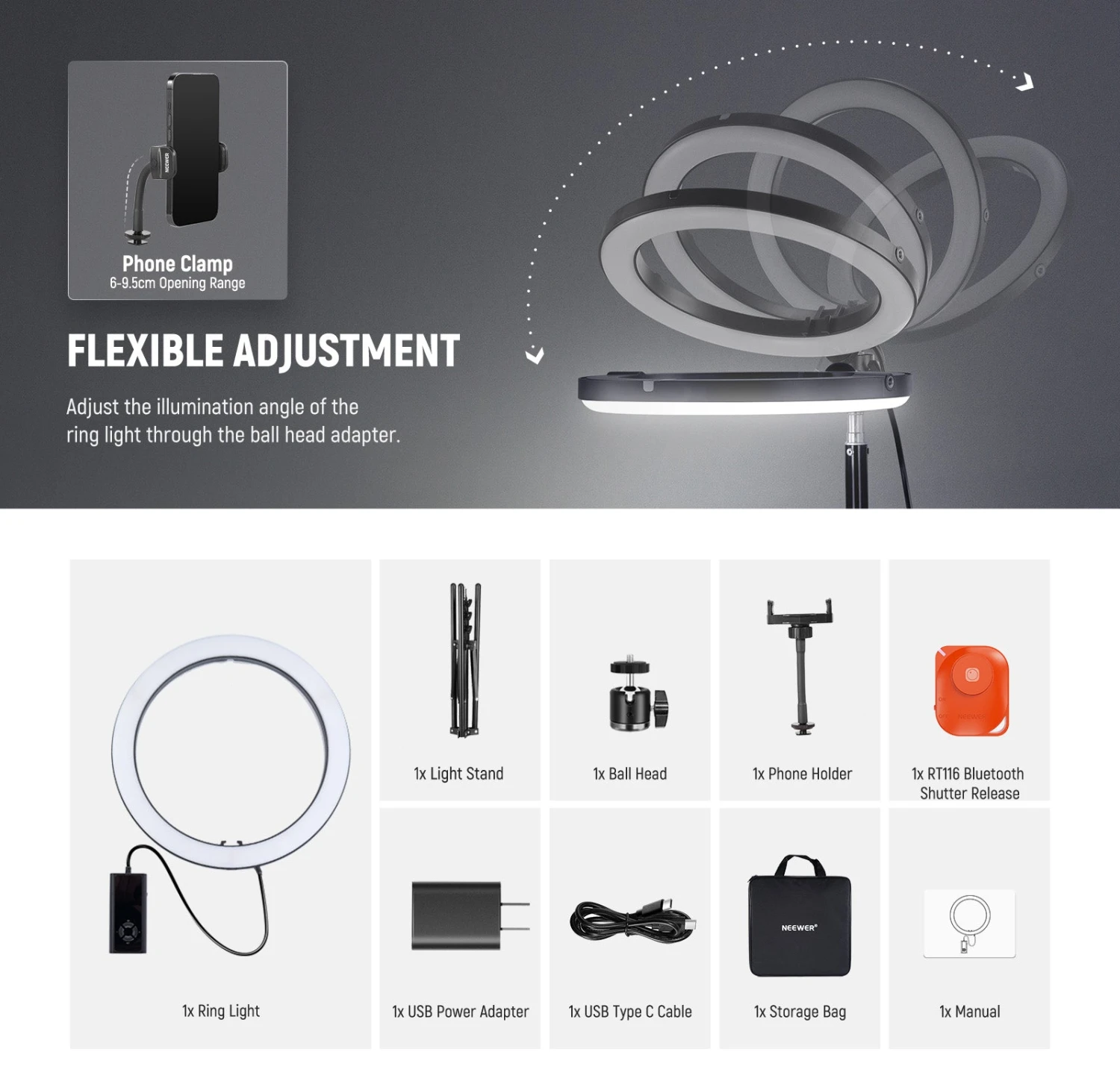 NEEWER RH12C 12" 24W High Power RGB LED Ring Light 9 NEEWER RH12C 12" 24W High Power RGB LED Ring Light - Image 9