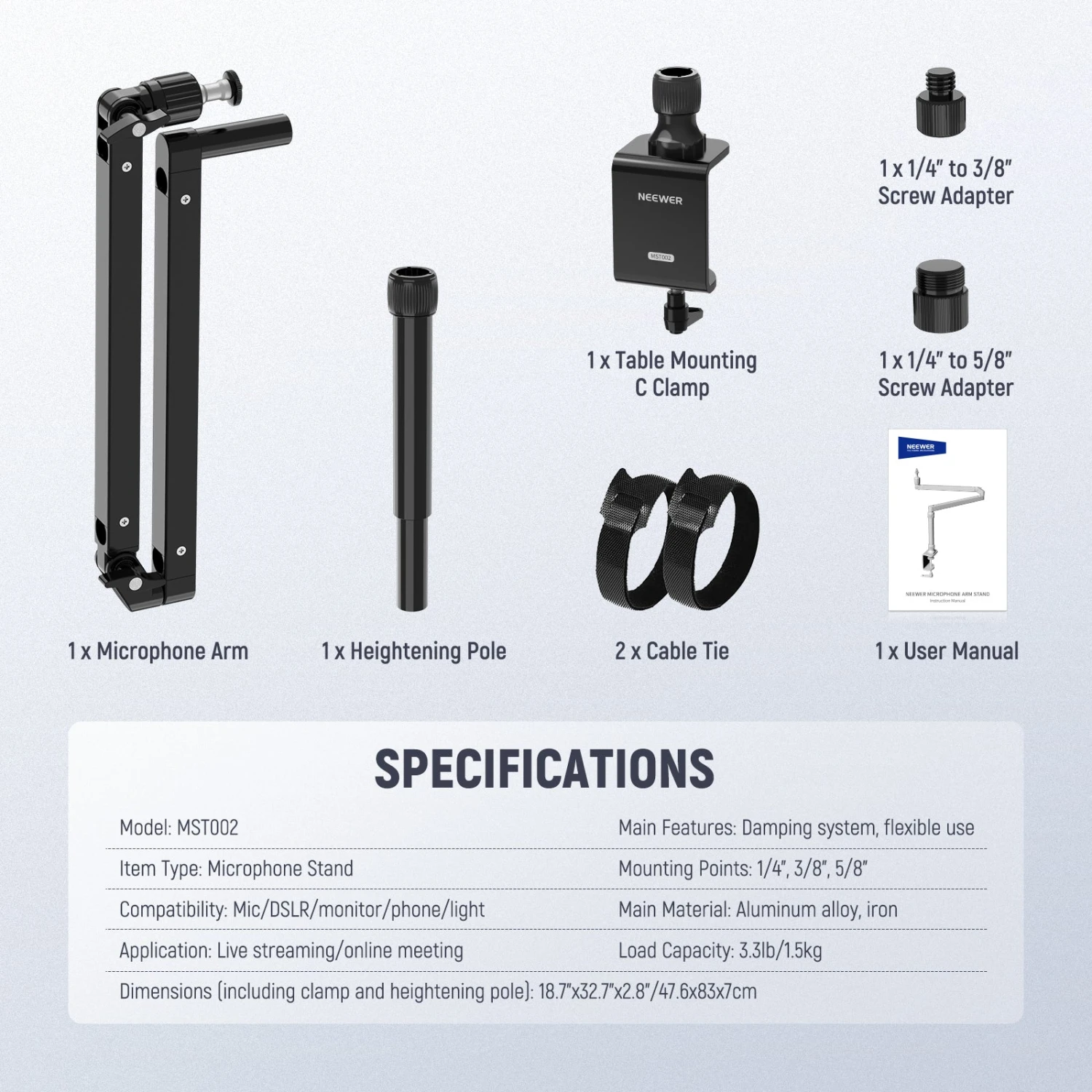 NEEWER MST002 Low Profile Mic Arm Desk Mount With Damping 9 NEEWER MST002 Low Profile Mic Arm Desk Mount With Damping - Image 9