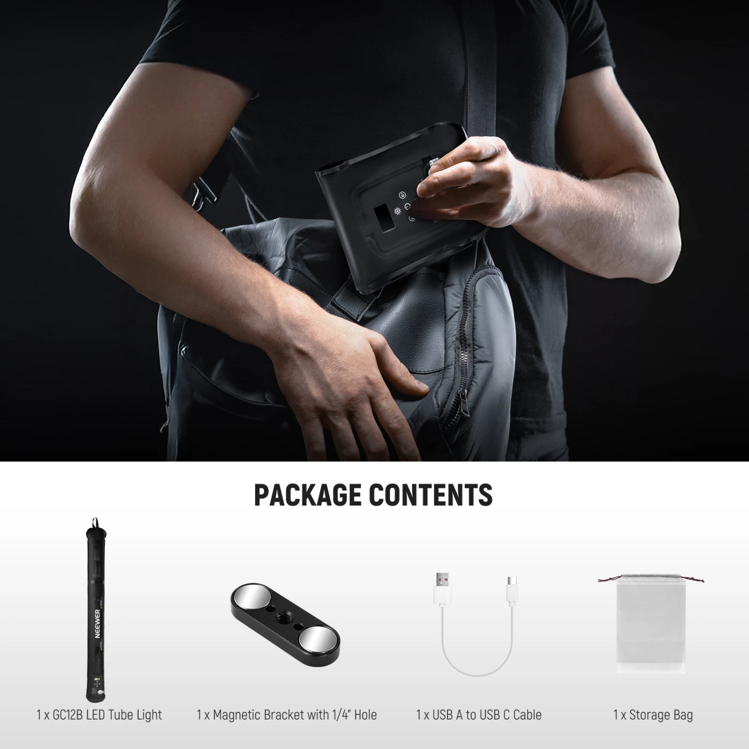 NEEWER BASICS GC21B 21W Bi-Color Handheld Inflatable LED Fill Light 9 NEEWER BASICS GC21B 21W Bi-Color Handheld Inflatable LED Fill Light - Image 9