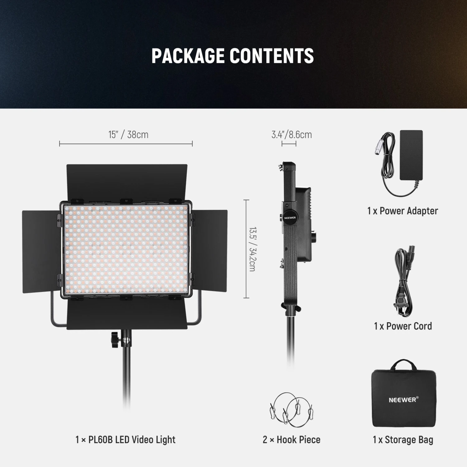 NEEWER PL60B Bi Color LED Panel Video Light 9 NEEWER PL60B Bi Color LED Panel Video Light - Image 9