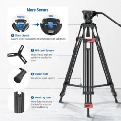 NEEWER BASICS TP37 74" Video Tripod With Fluid Head -Photography Equipment 9 c0ff55e3 a692 4bf4 96a0 b8512a4561e7