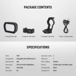 NEEWER BASICS M21C Magnetic RGB Fill Light For DJI OSMO Pocket 3 -Photography Equipment 9 d3a732c0 f984 490c a014 9492a6391ae6