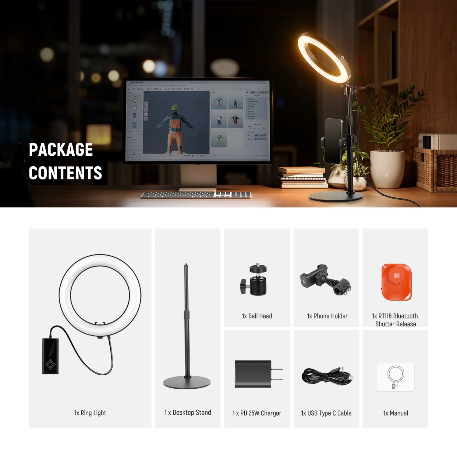 NEEWER RH8B 8" 18W High Power Desk Ring Light With Stand 9 NEEWER RH8B 8" 18W High Power Desk Ring Light With Stand - Image 9